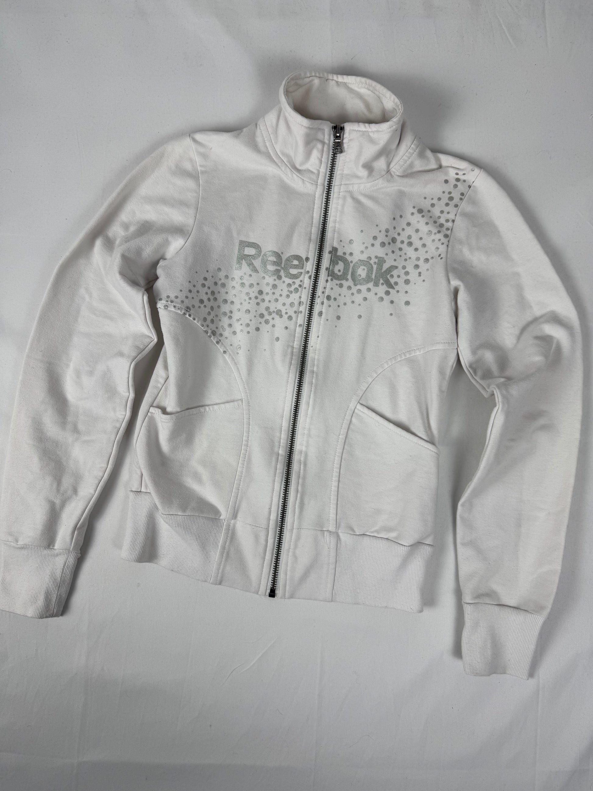 White zip up logo cotton sweatshirt (XS)