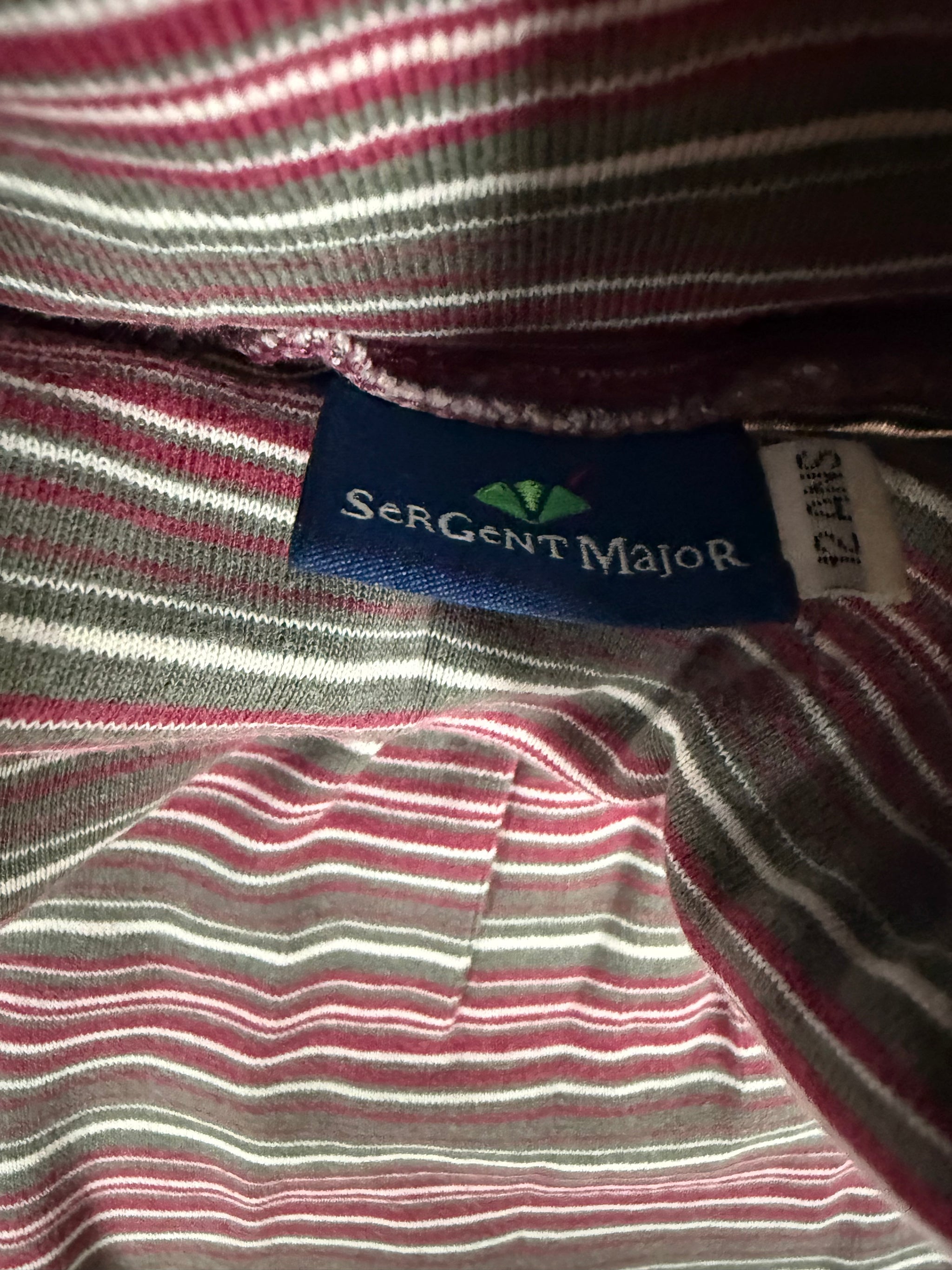 Pink & khaki striped 100% cotton long sleeves top (XS)
