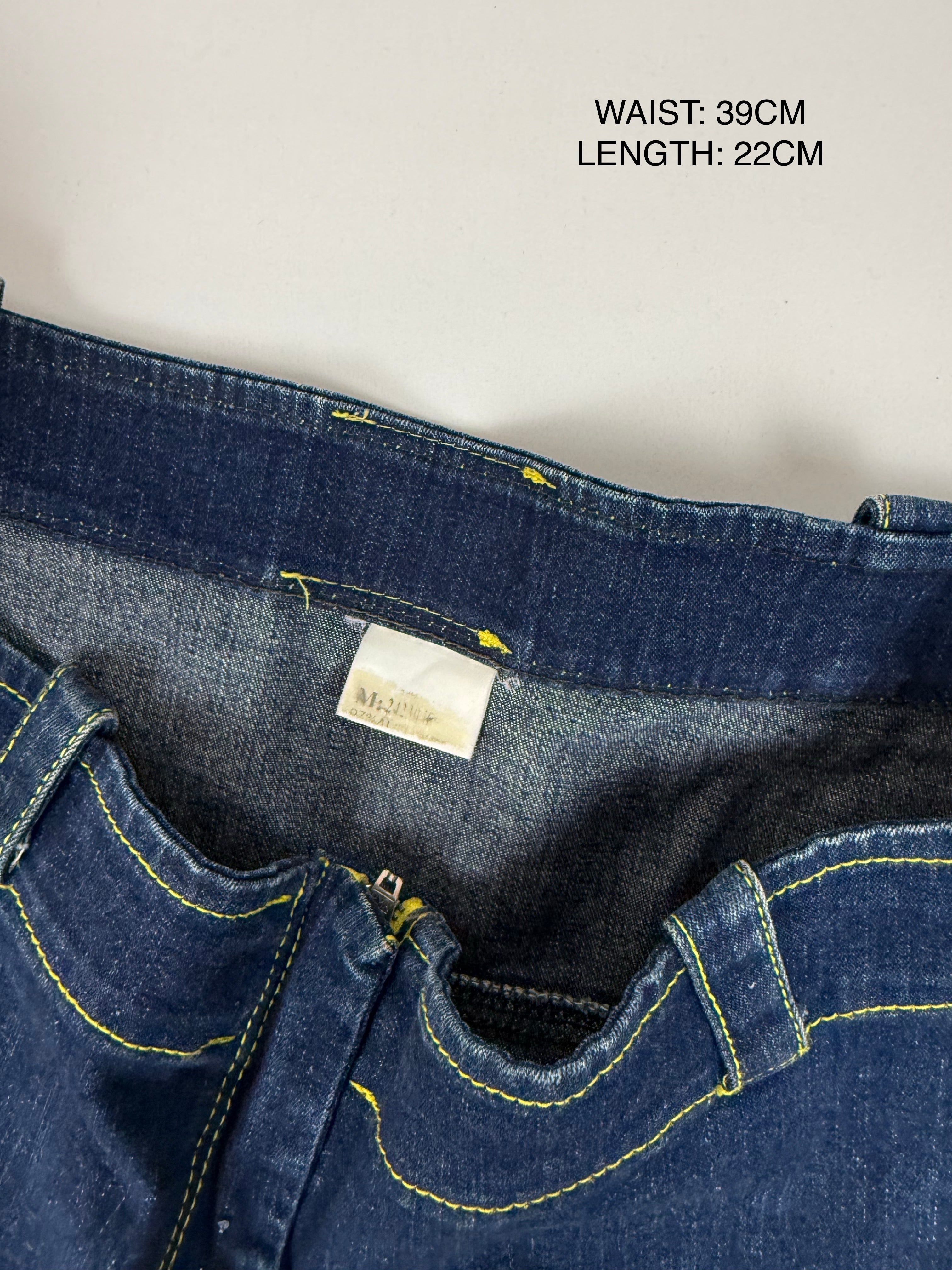 Navy denim low rise micro skirt (M)