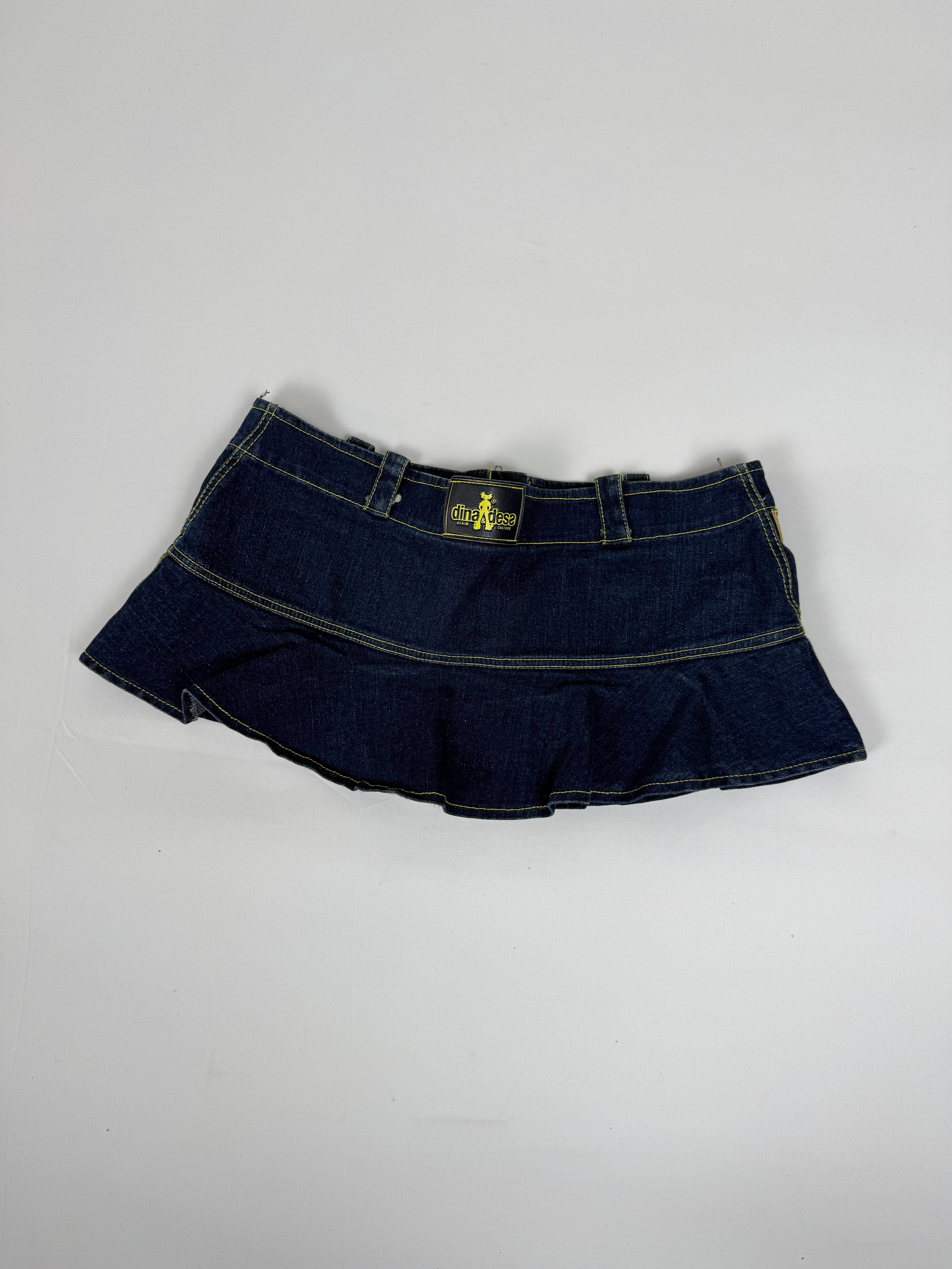 Navy denim low rise micro skirt (M)