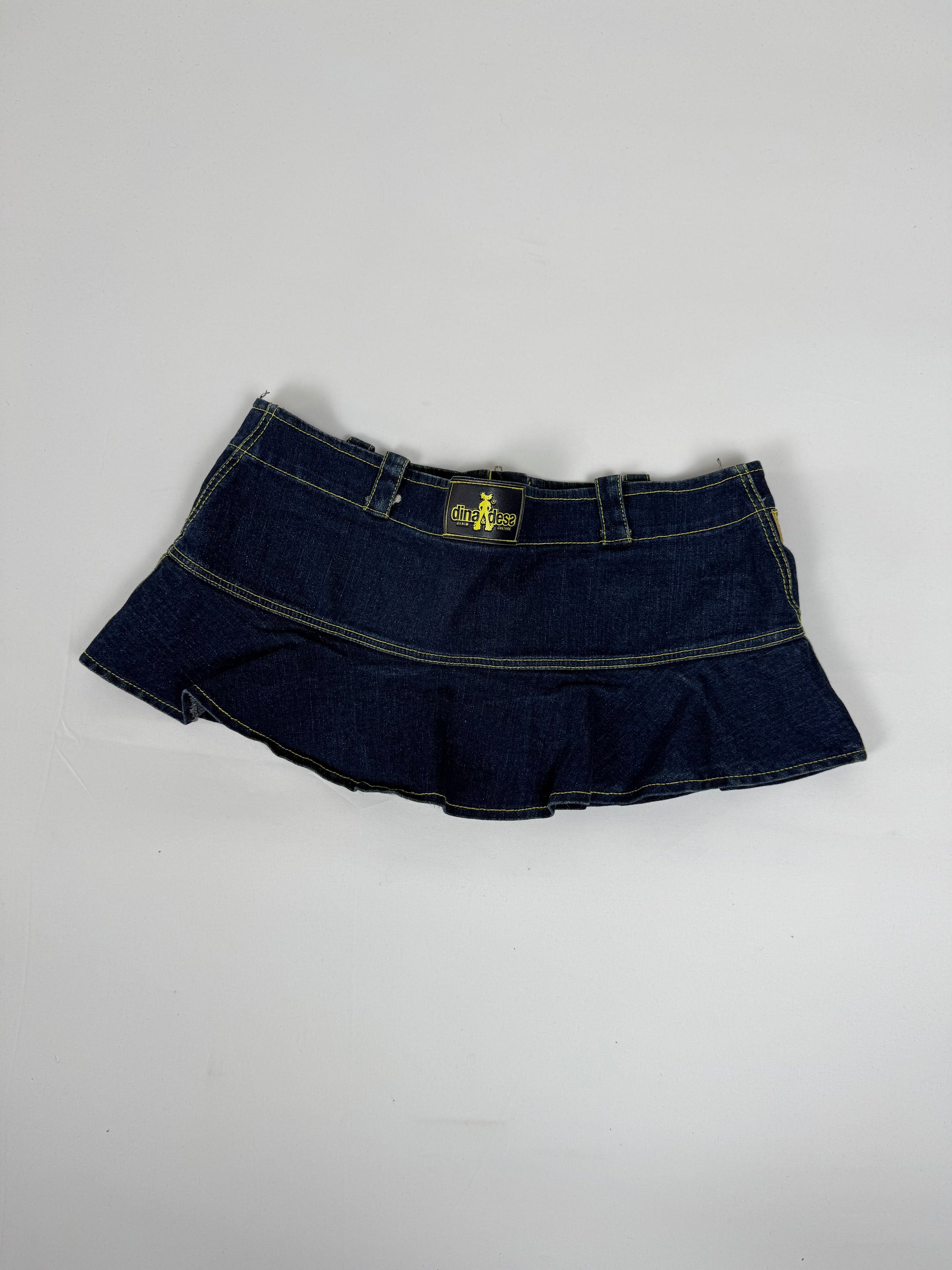Navy denim low rise micro skirt (M)