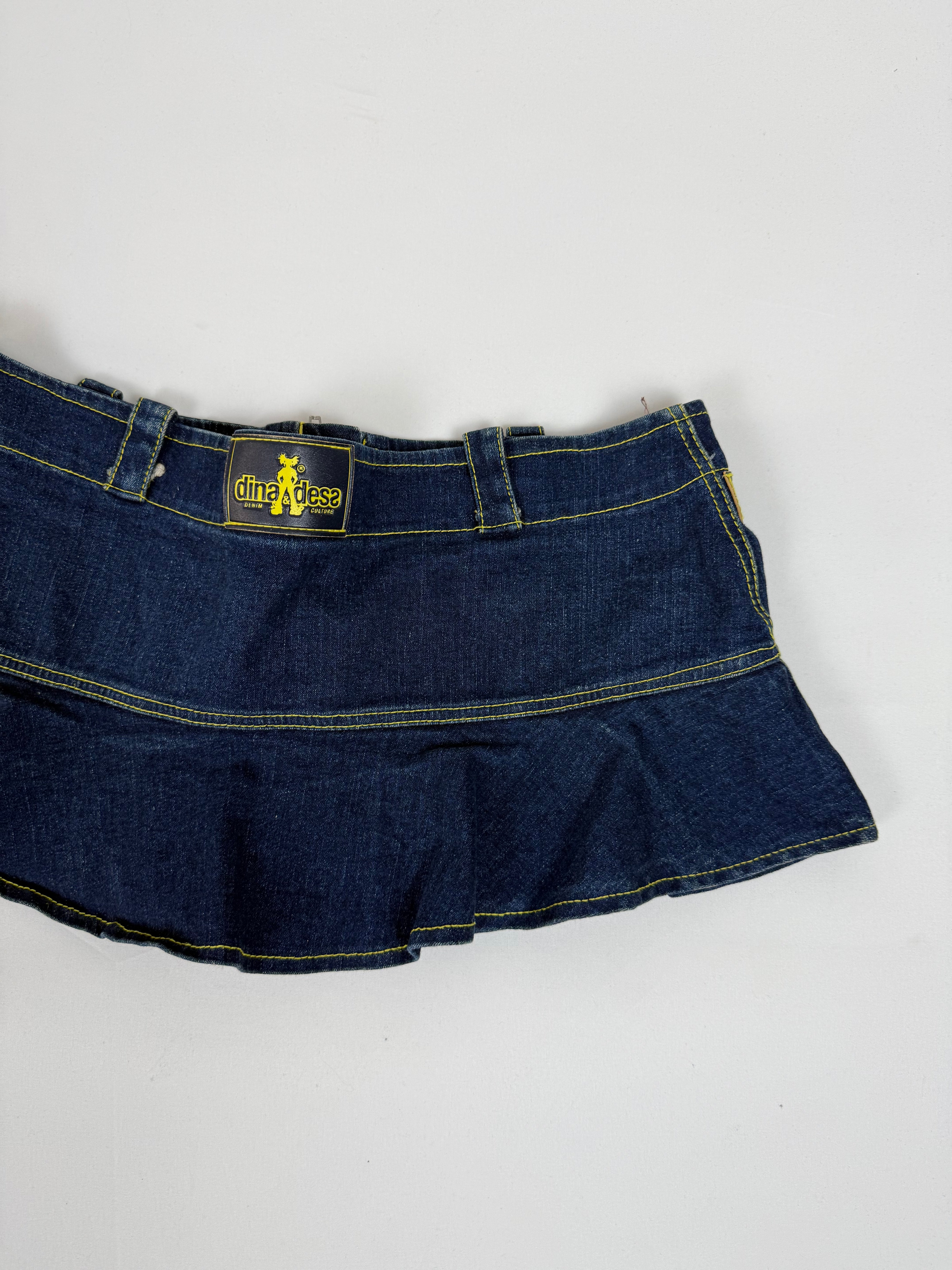 Navy denim low rise micro skirt (M)