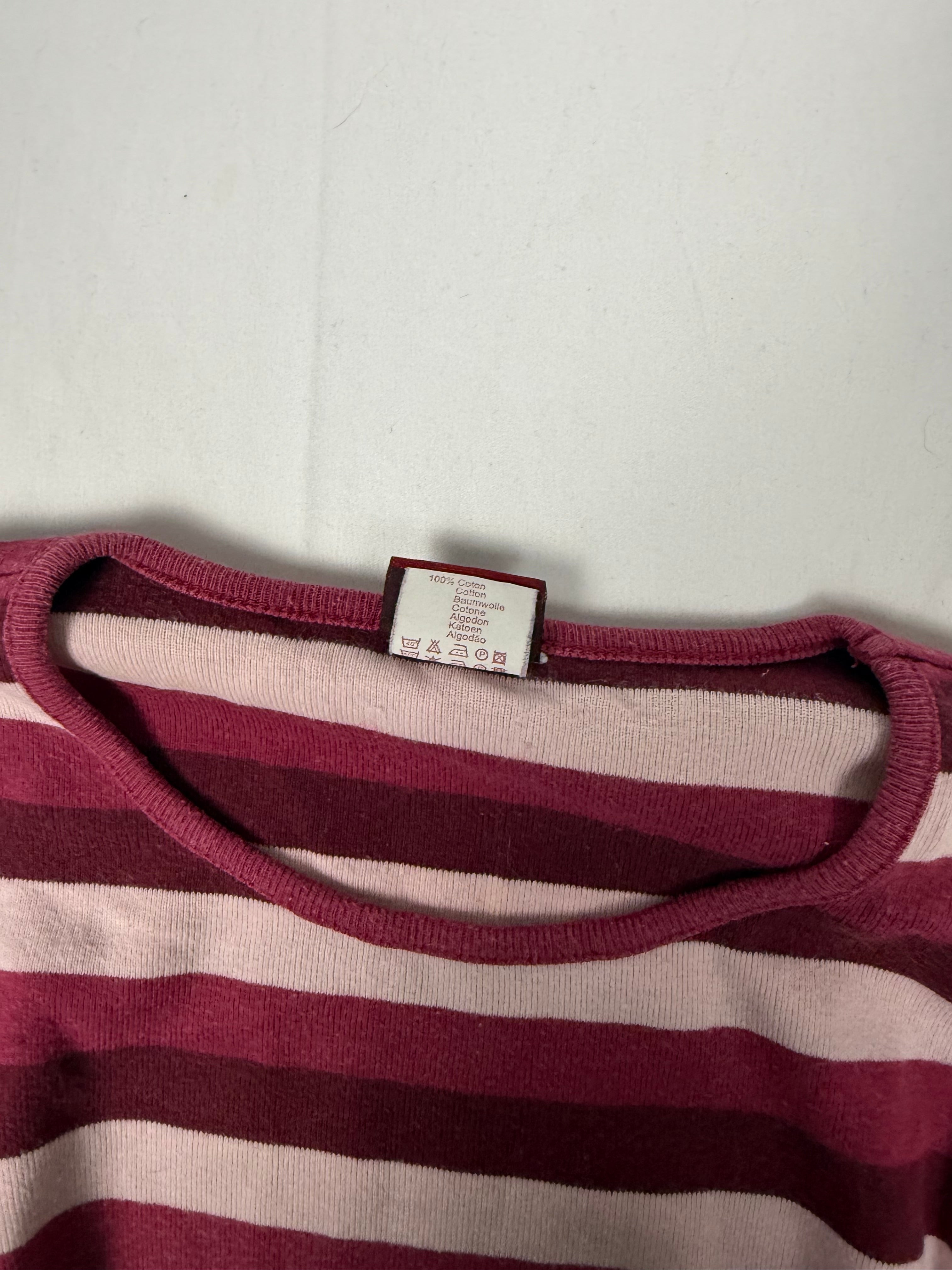 Pink & red striped long sleeves top (XS)