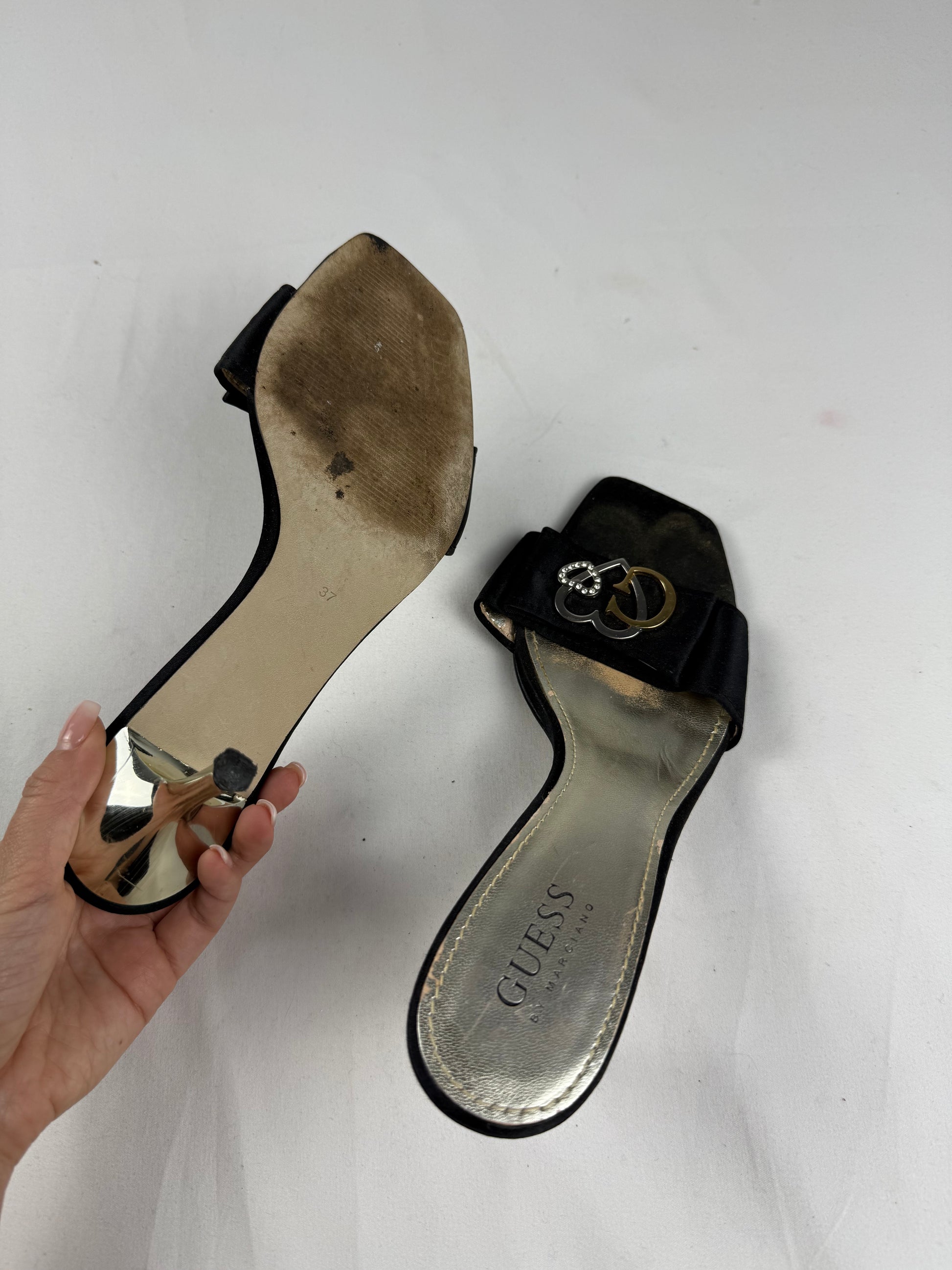 Black square toes kitten heels mules (37)