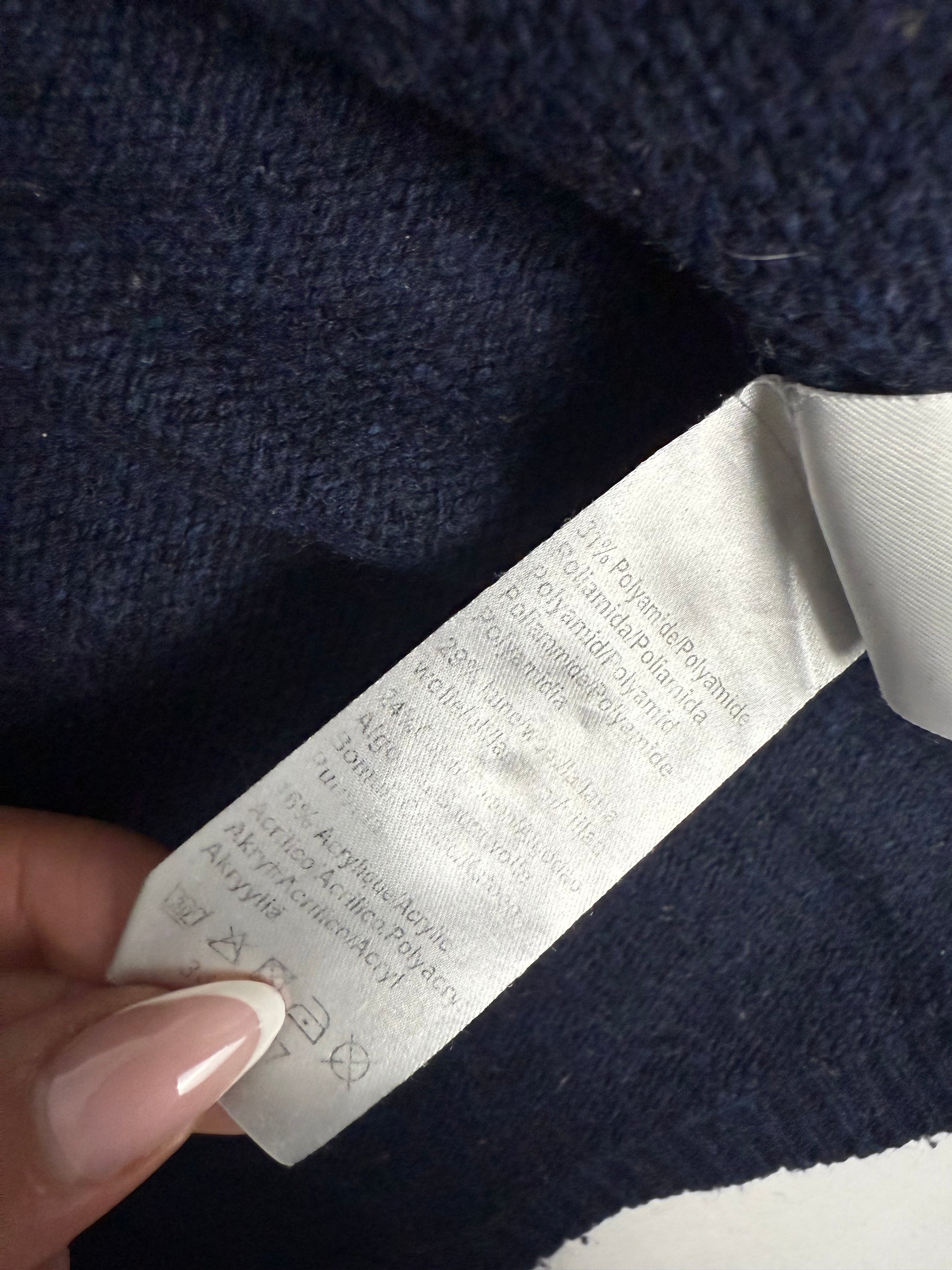 Navy wool short sleeves cardigan jumper (S/M)