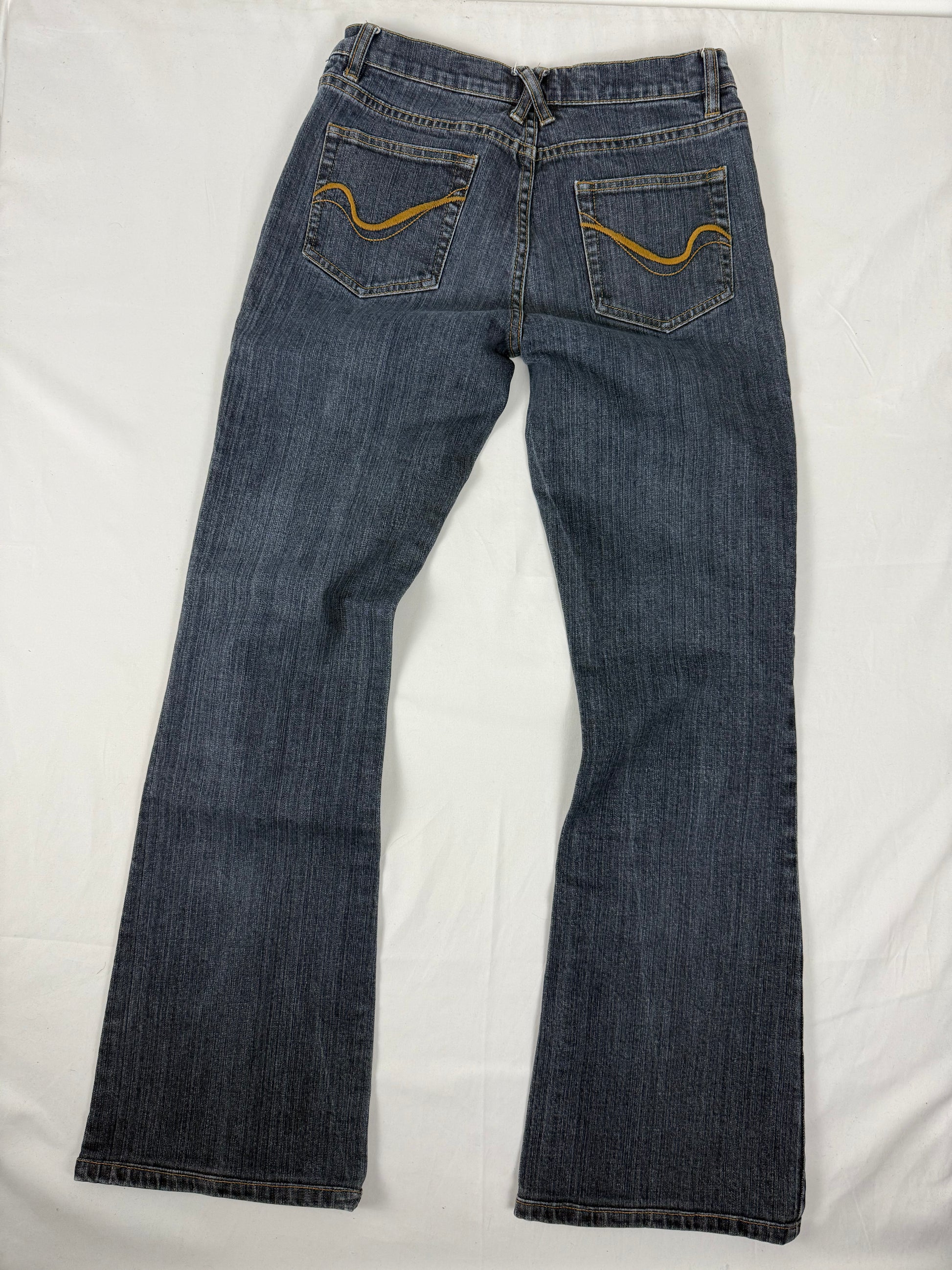 Blue navy denim low rise flared pants (S/M)