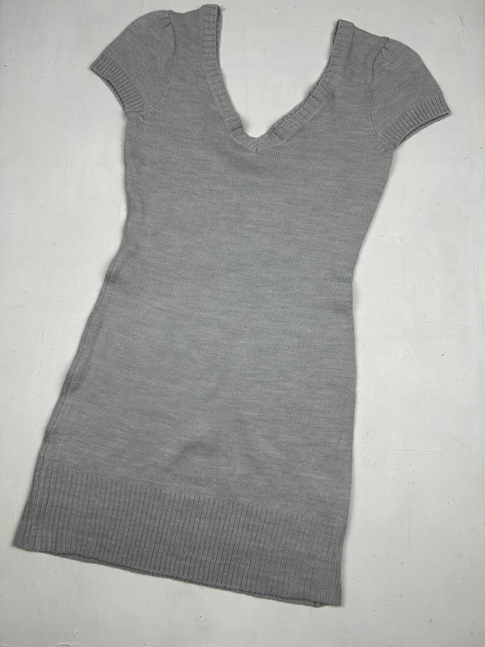 Grey knitted jumper mini dress (S/M)