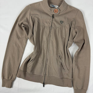 Khaki tight fit zip up sweatshirt (S)