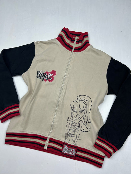 Beige Bratz logo zip up sweatshirt (XS)