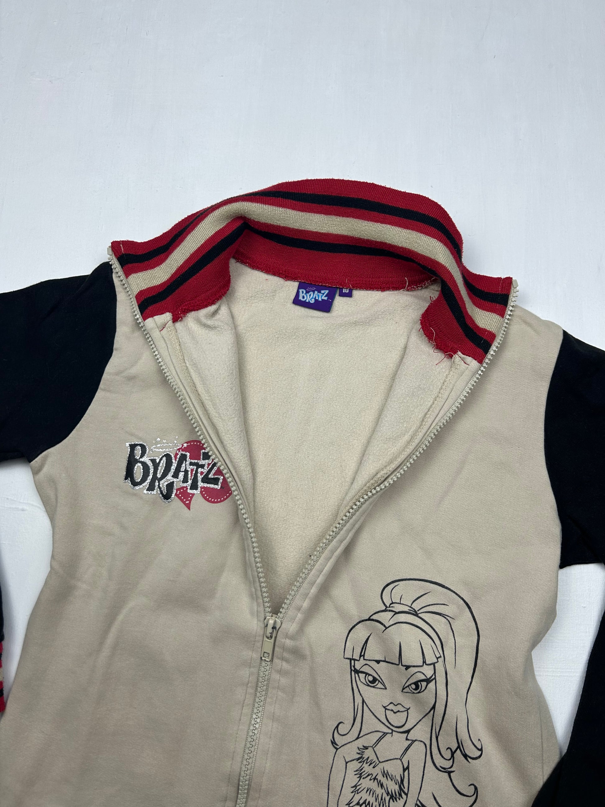 Beige Bratz logo zip up sweatshirt (XS)