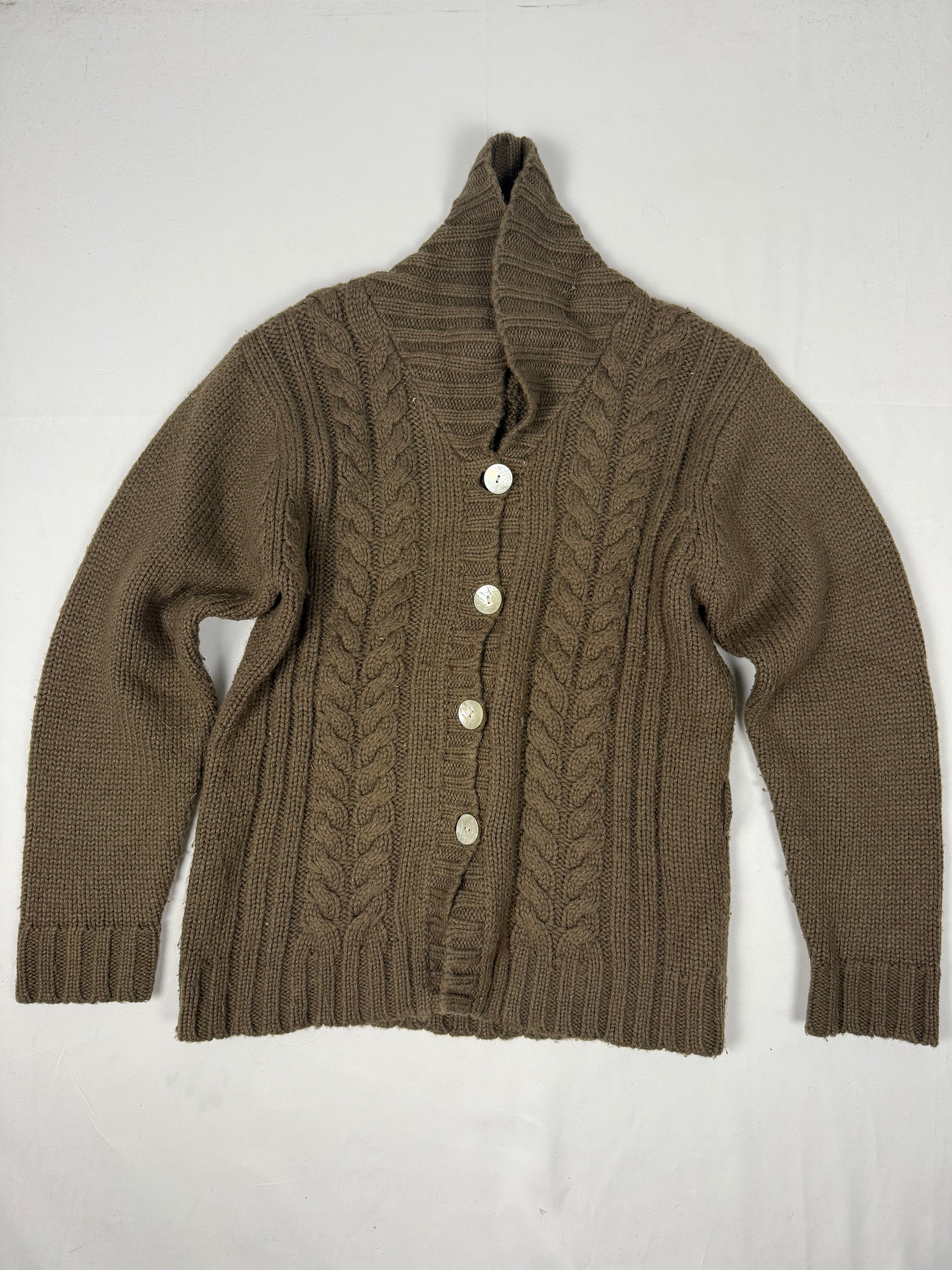 Brown buttons up cardigan wool jumper (S)