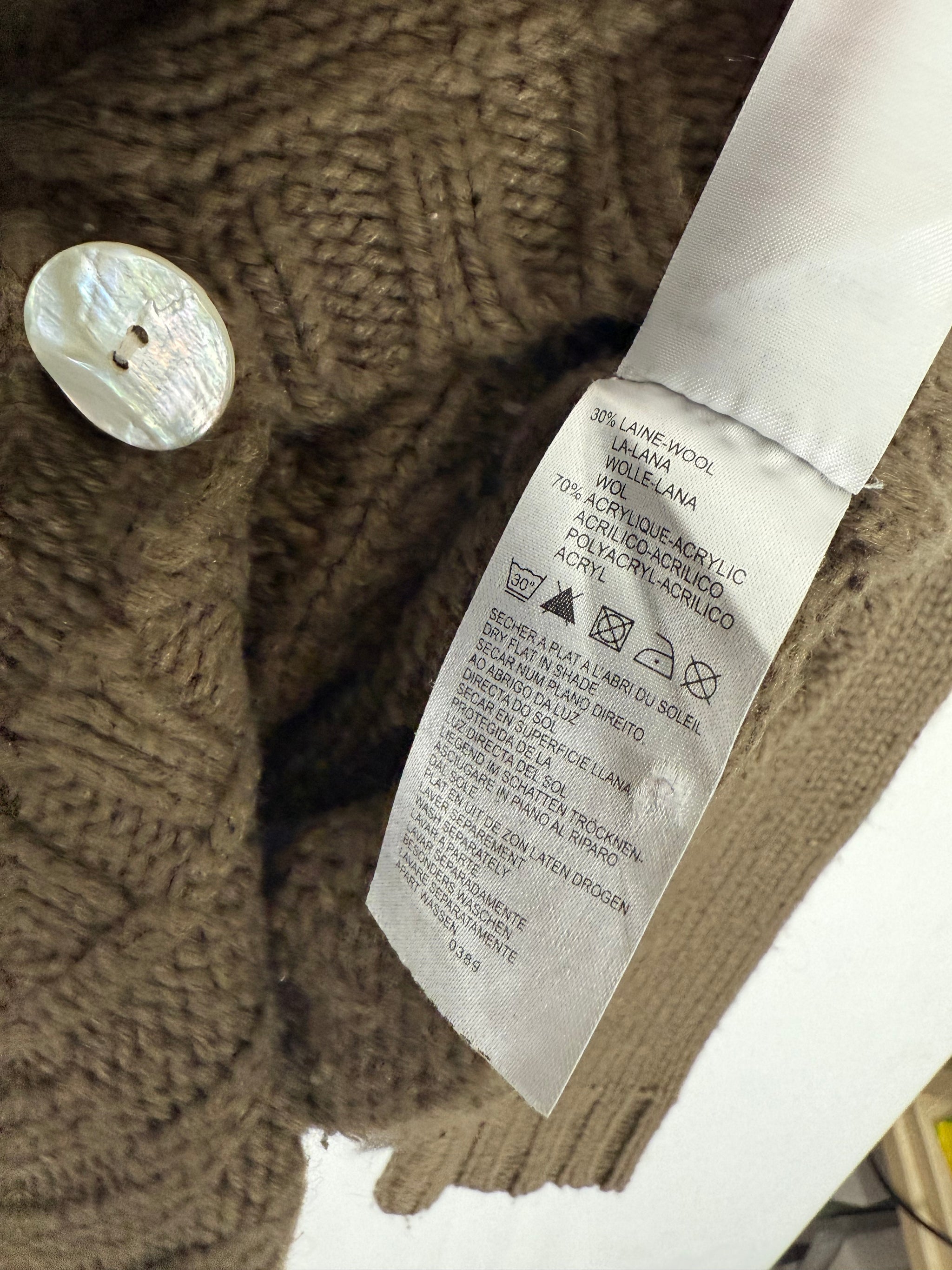 Brown buttons up cardigan wool jumper (S)