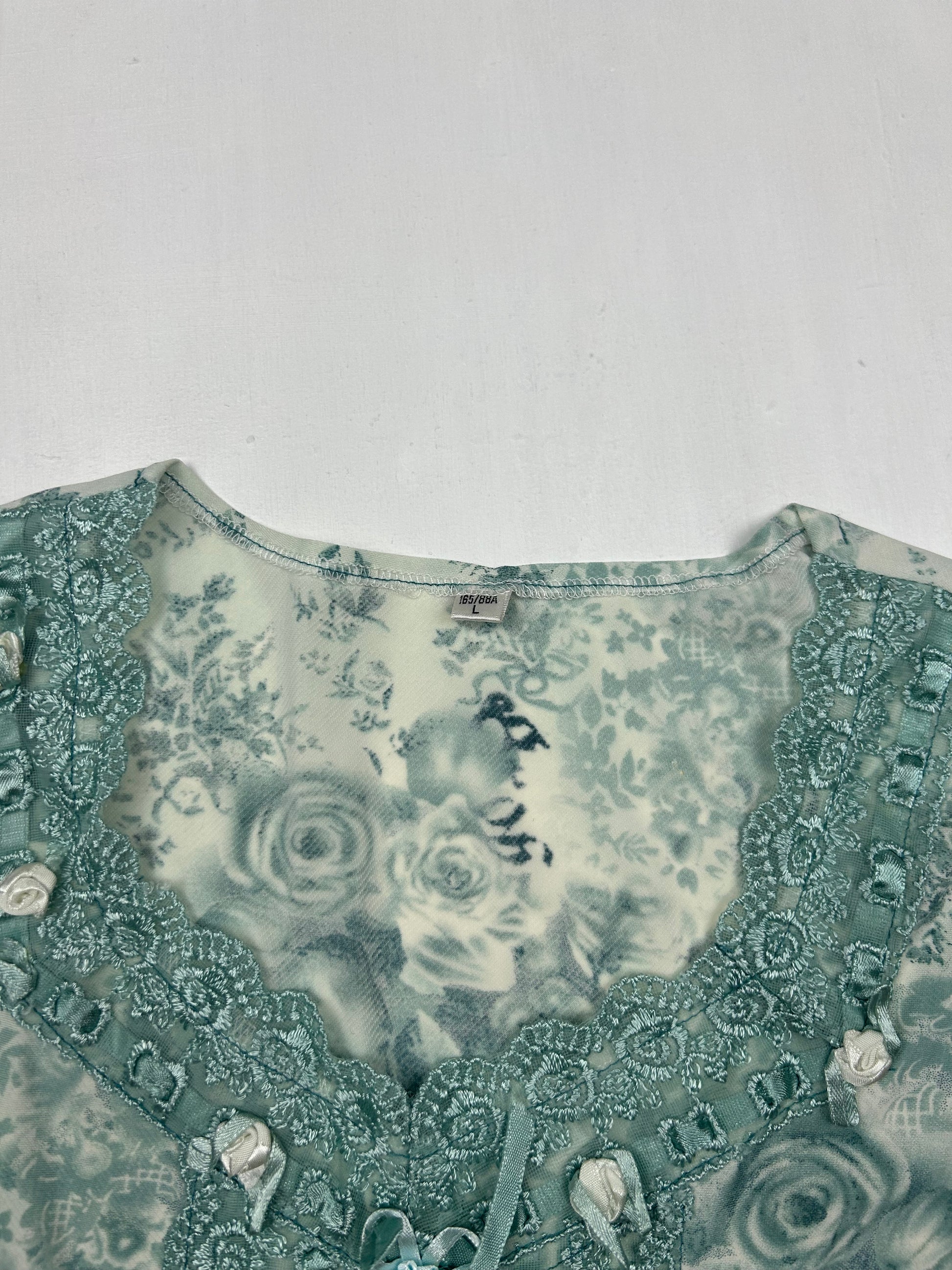 Baby blue coquette lace tee (L)