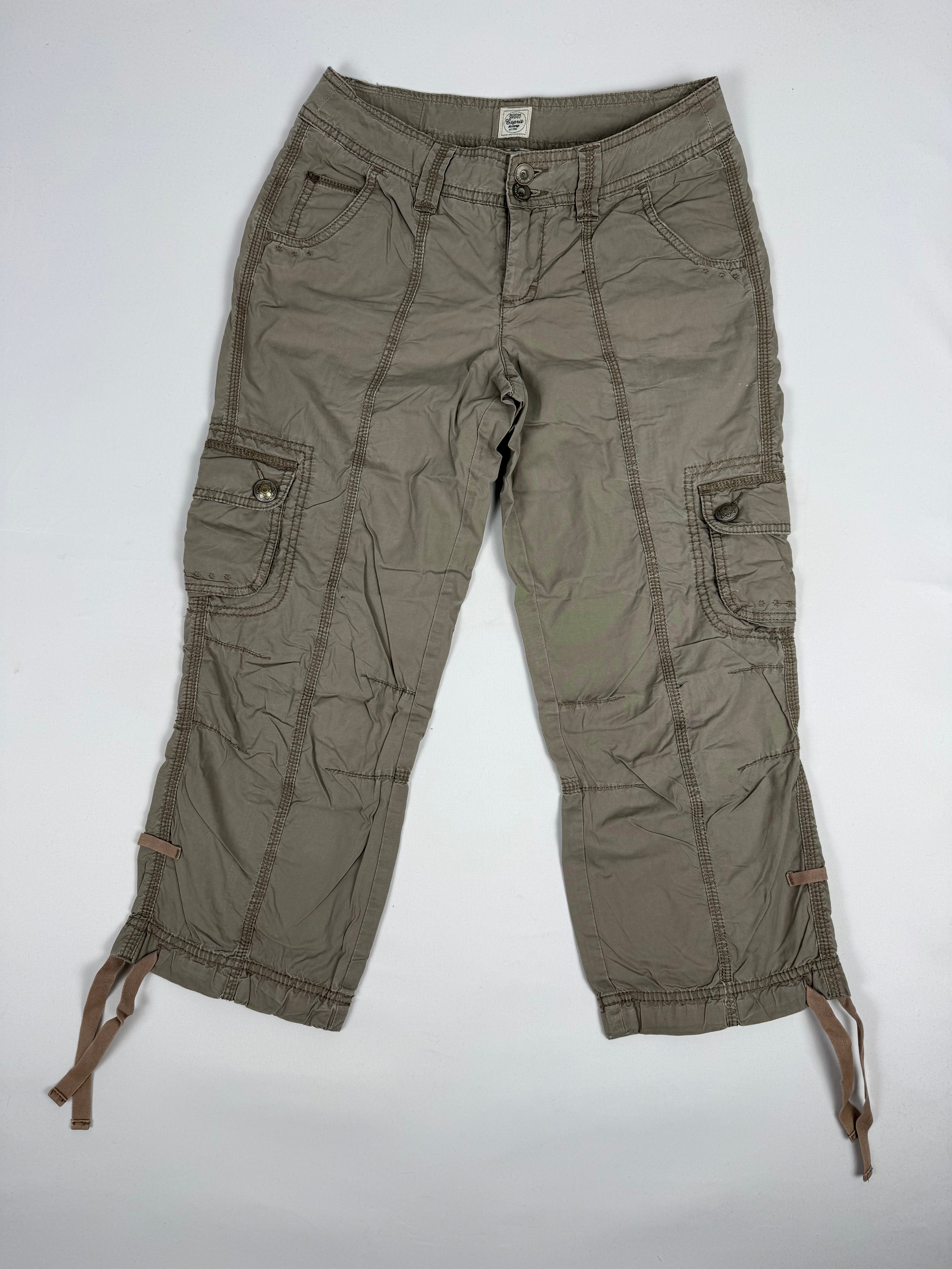 Khaki low rise utility capri pants (S)