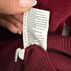 Burgundy V neck 100% cotton jumper (S)