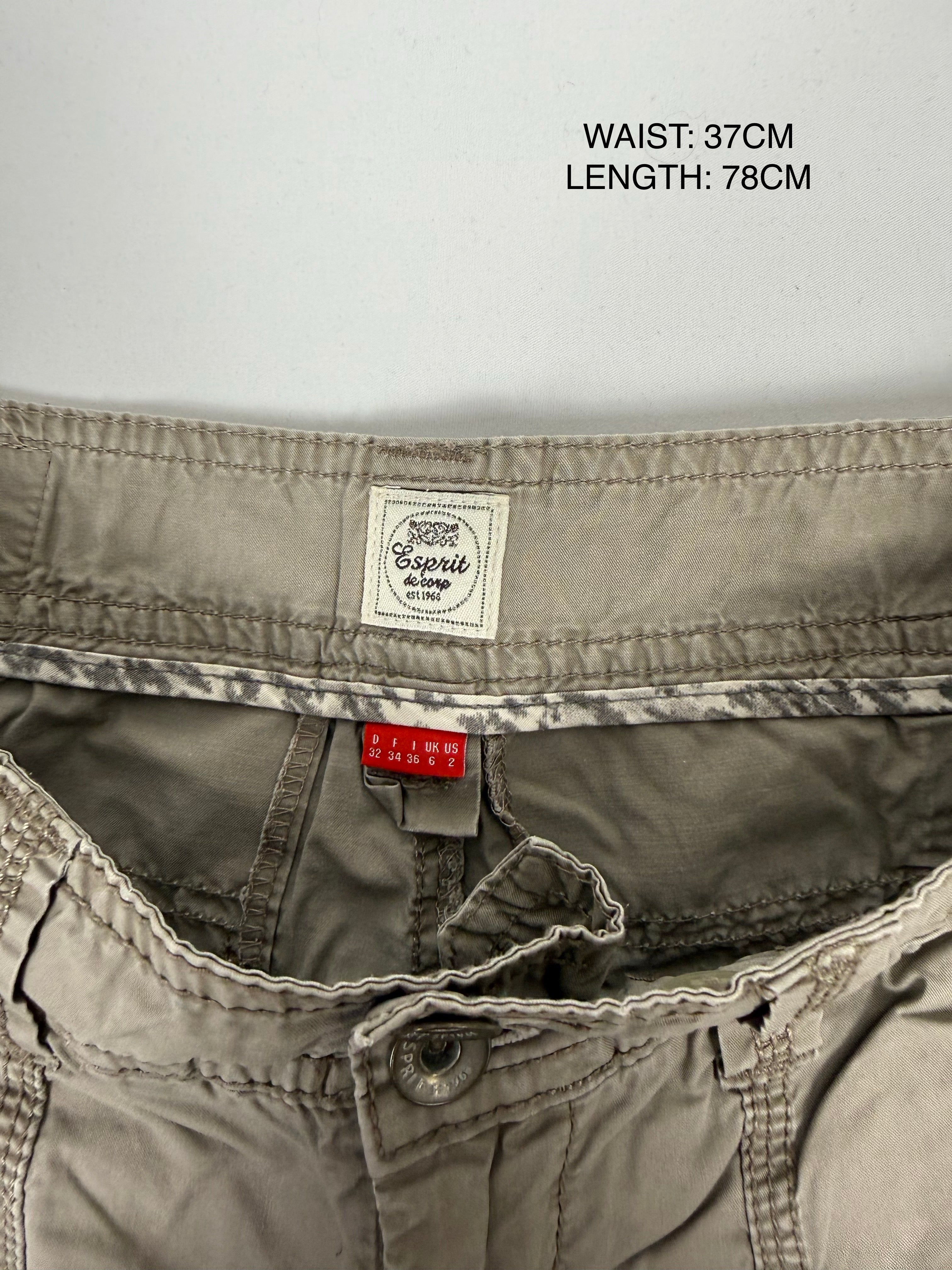 Khaki low rise utility capri pants (S)