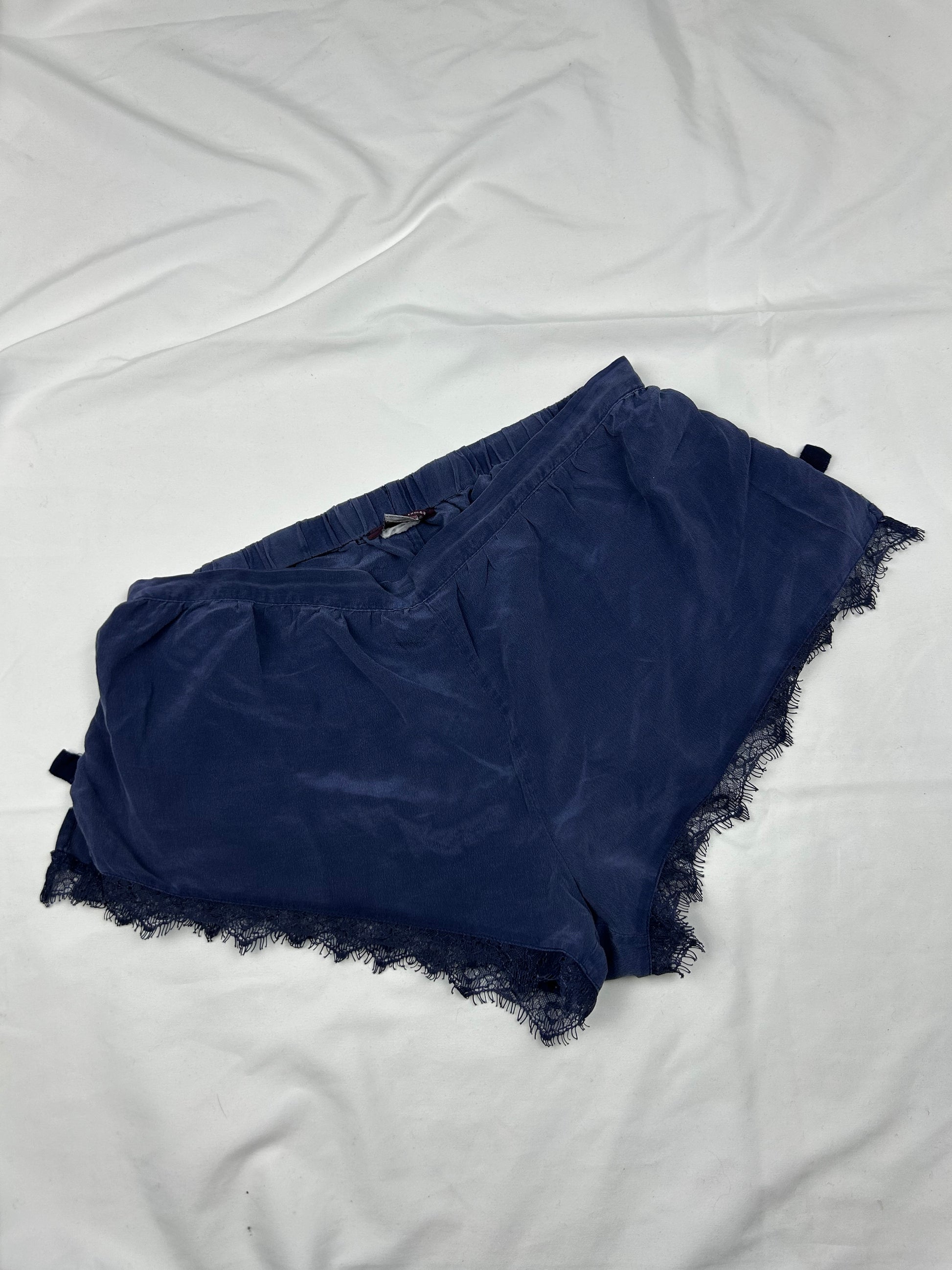 Blue 100% silk  low rise mini short (S)