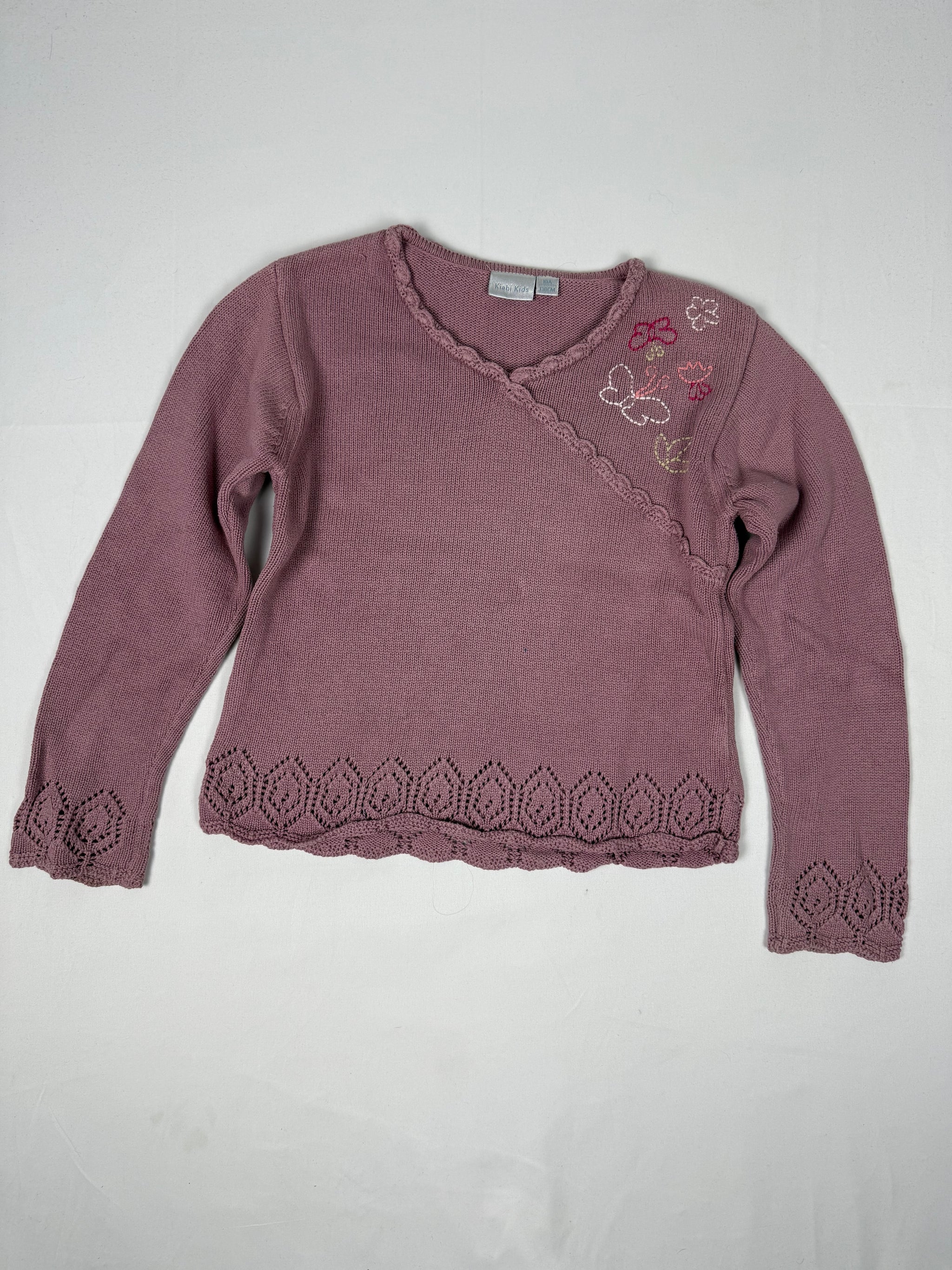 Pink knitted 100% cotton embroidered jumper (XS)
