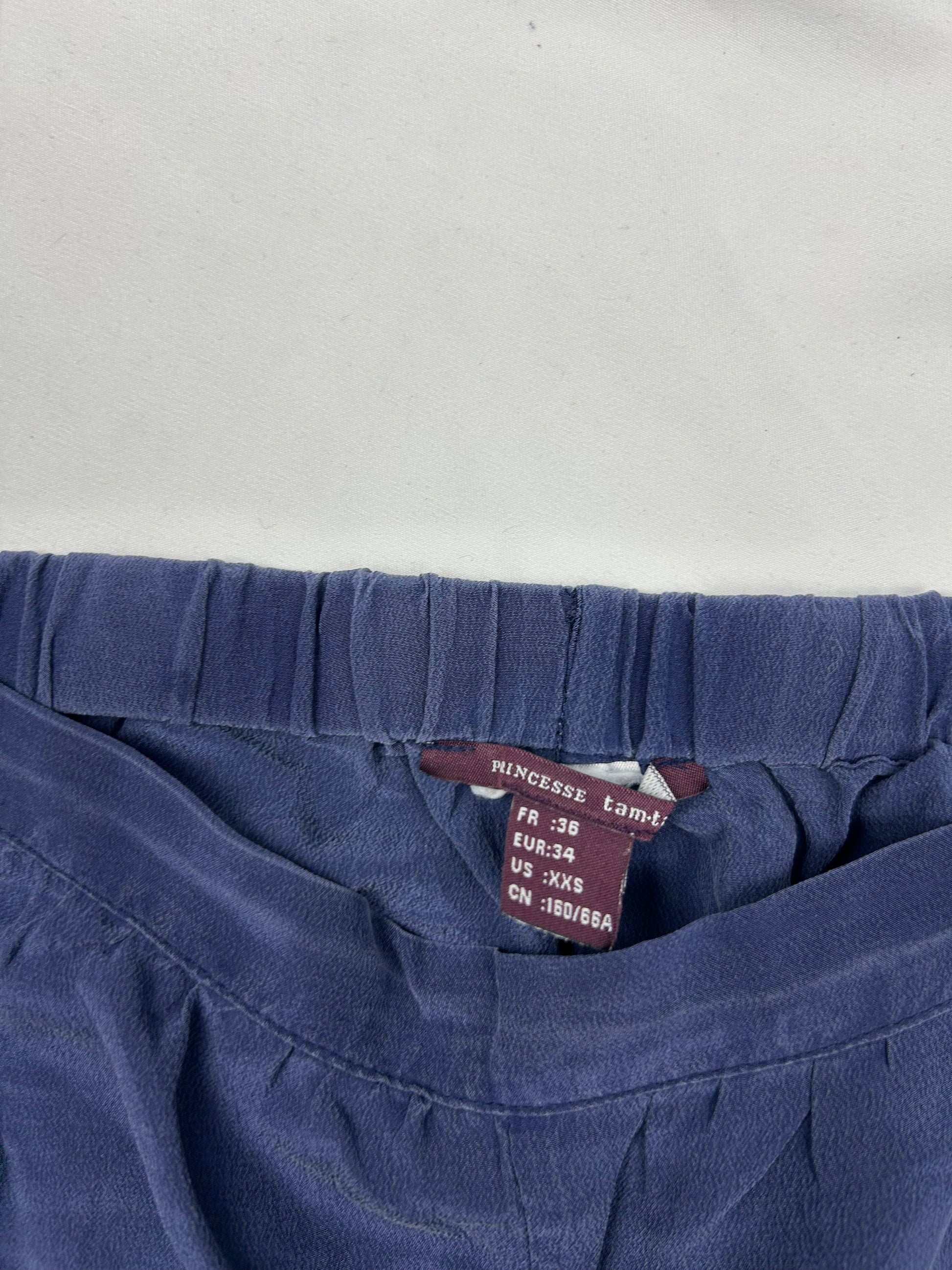 Blue 100% silk  low rise mini short (S)