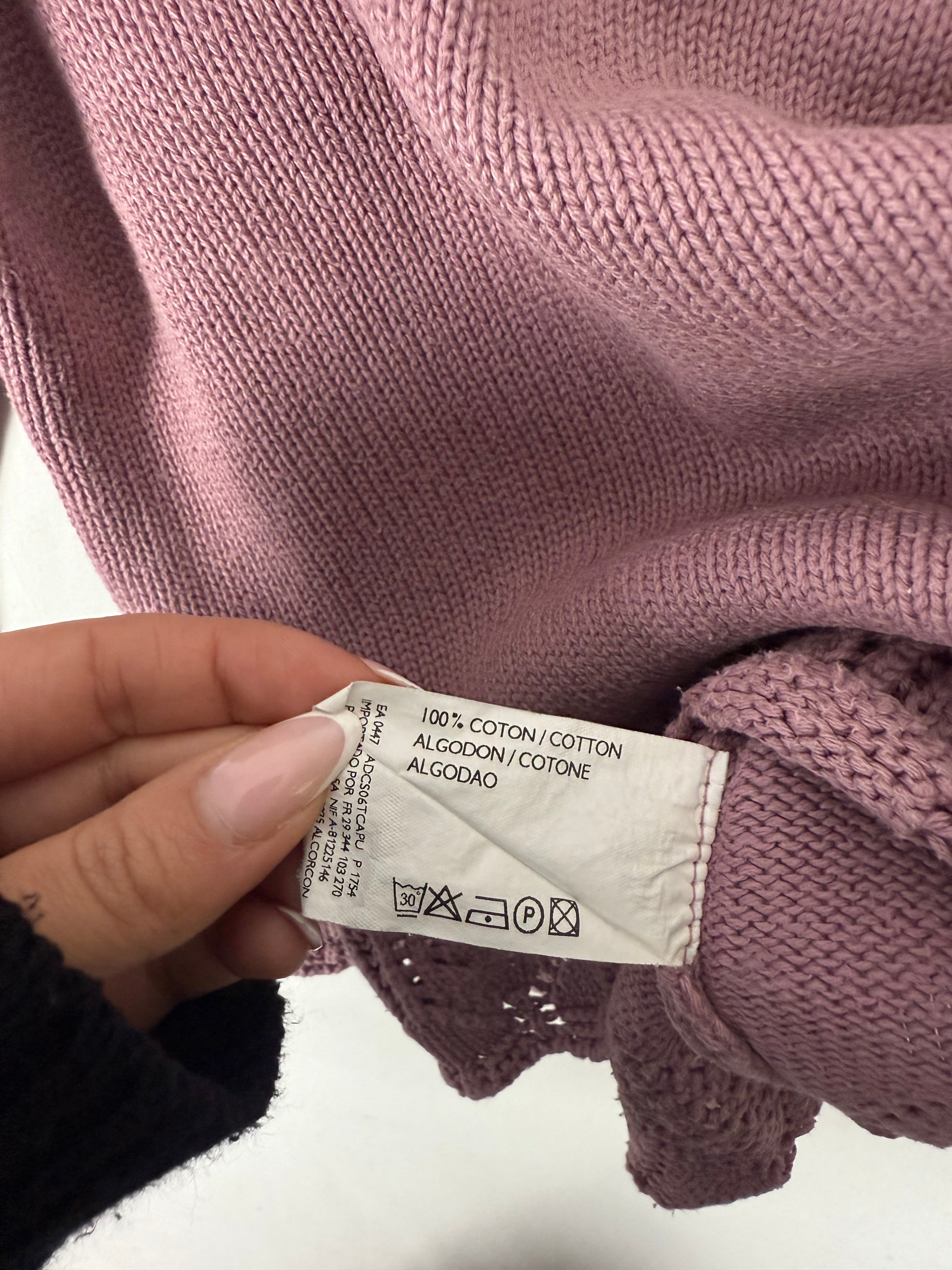 Pink knitted 100% cotton embroidered jumper (XS)