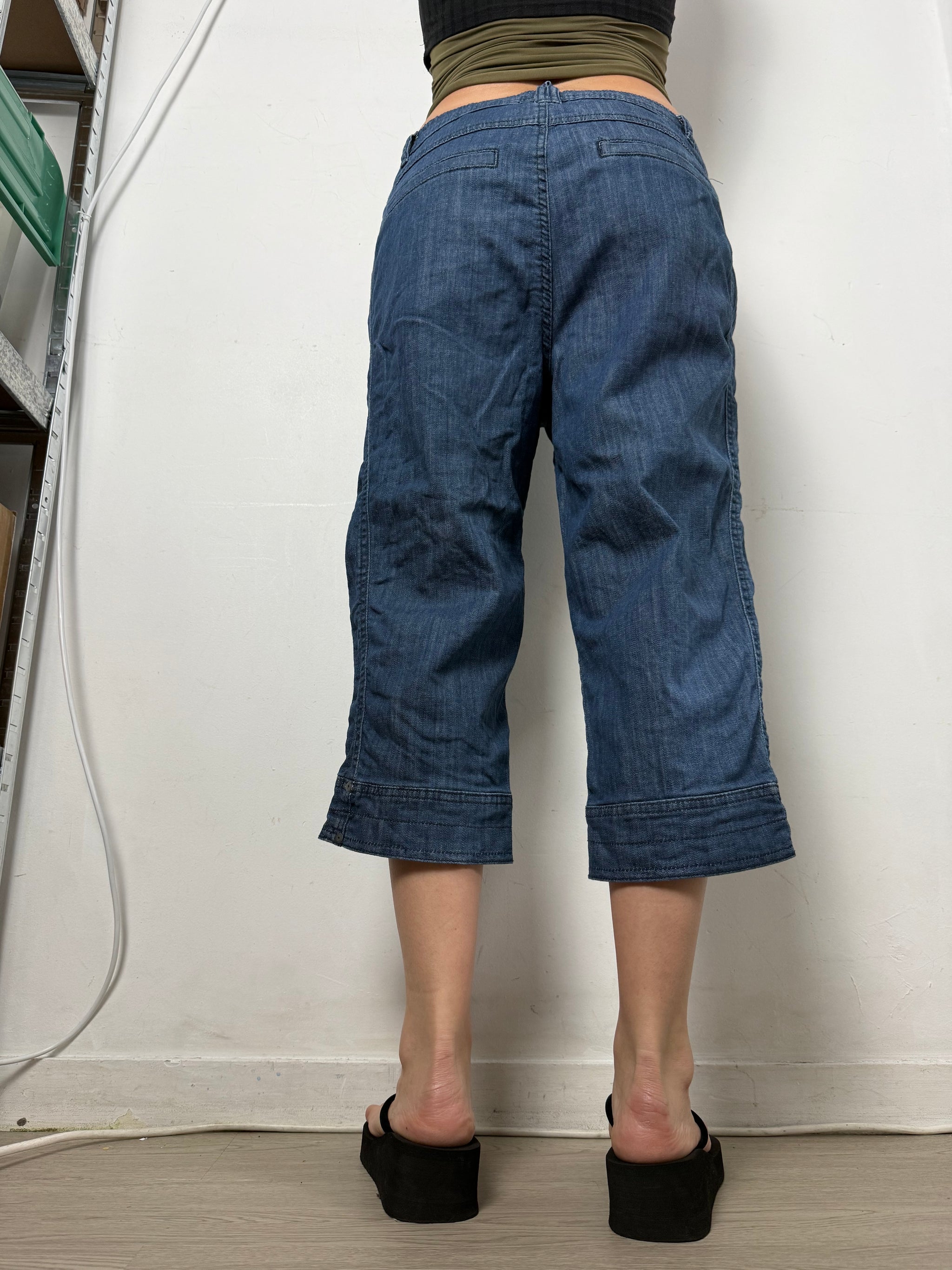 Blue denim low waist capri pants (XL)