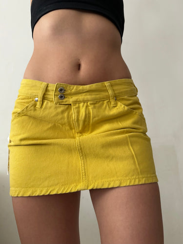 Yellow denim low rise mini skirt (S/M)