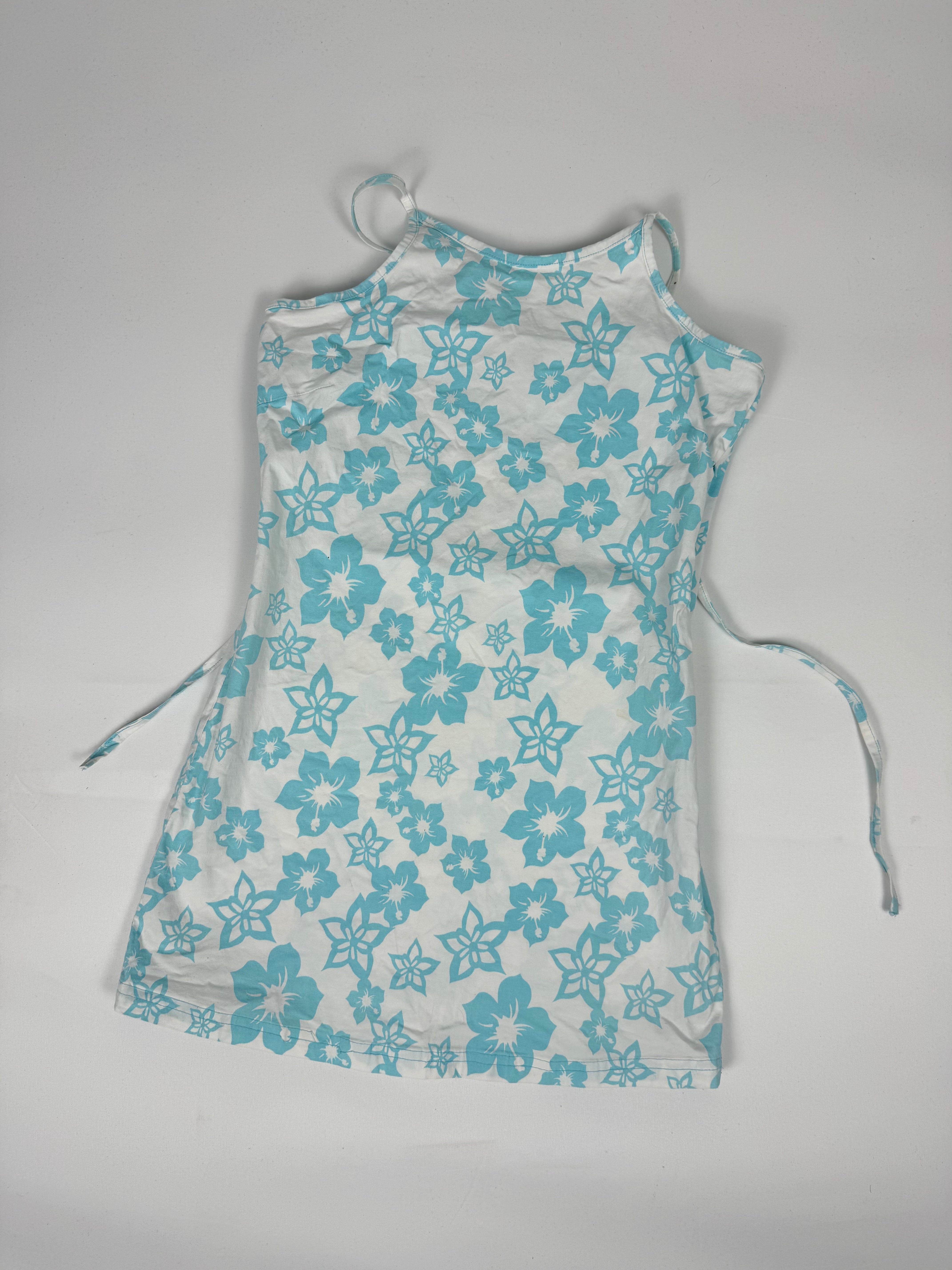 Baby blue floral cotton top (XS)