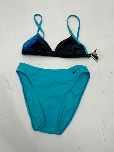 Swoosh logo blue & black bikini set (S)