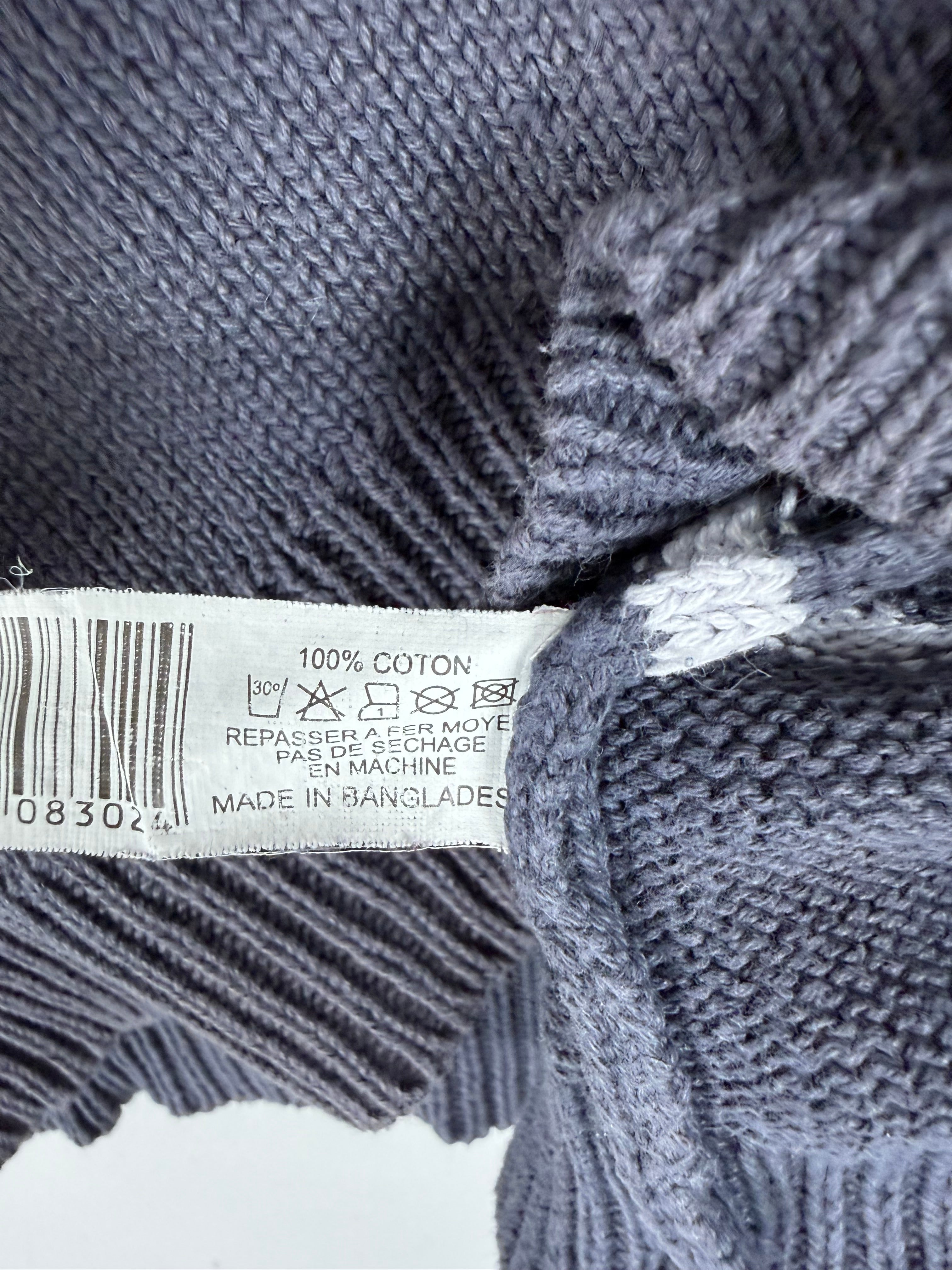 Navy striped zip up hooded jumper (L)