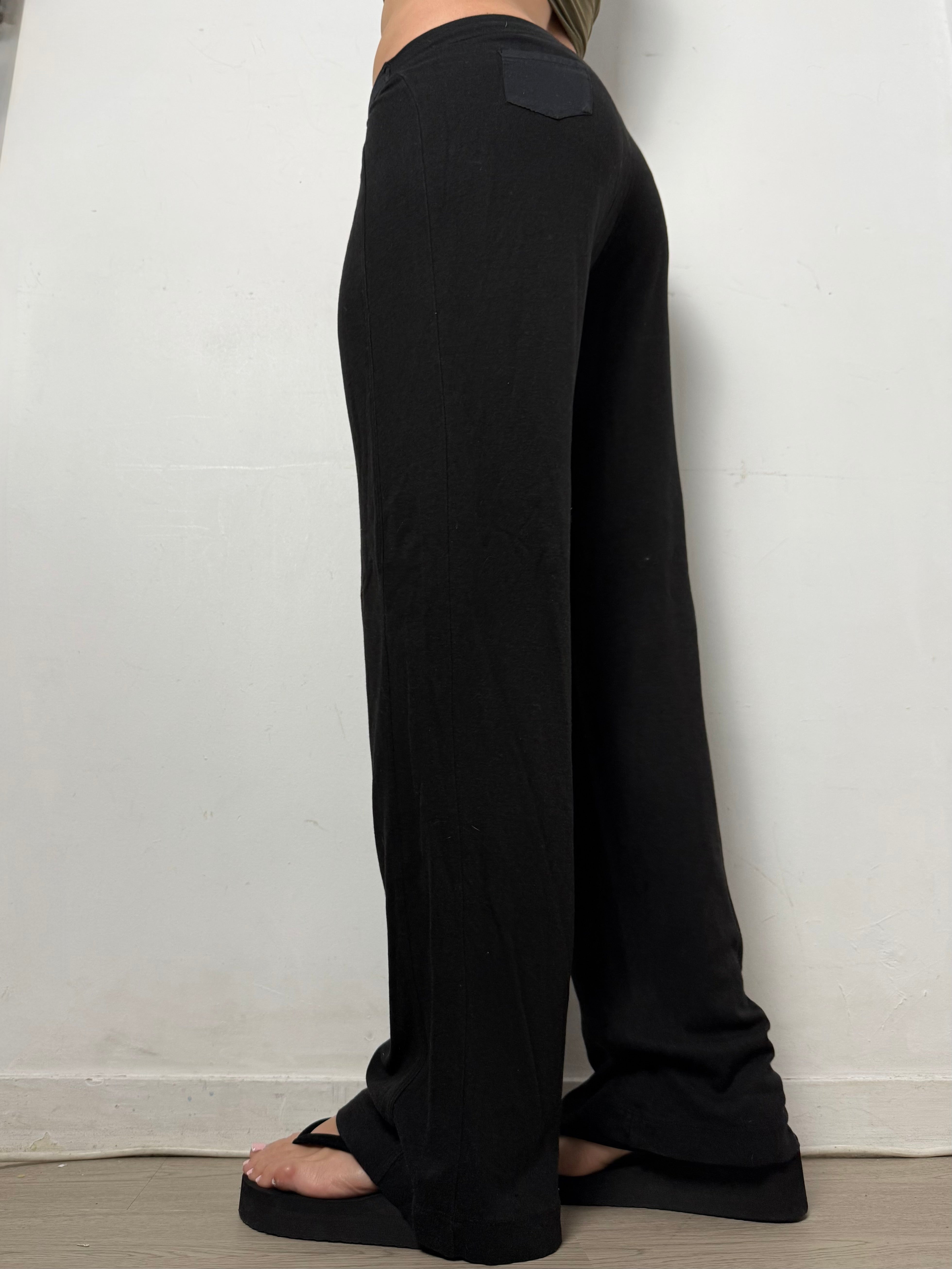 Pantalon droit taille basse en jean noir (XS)