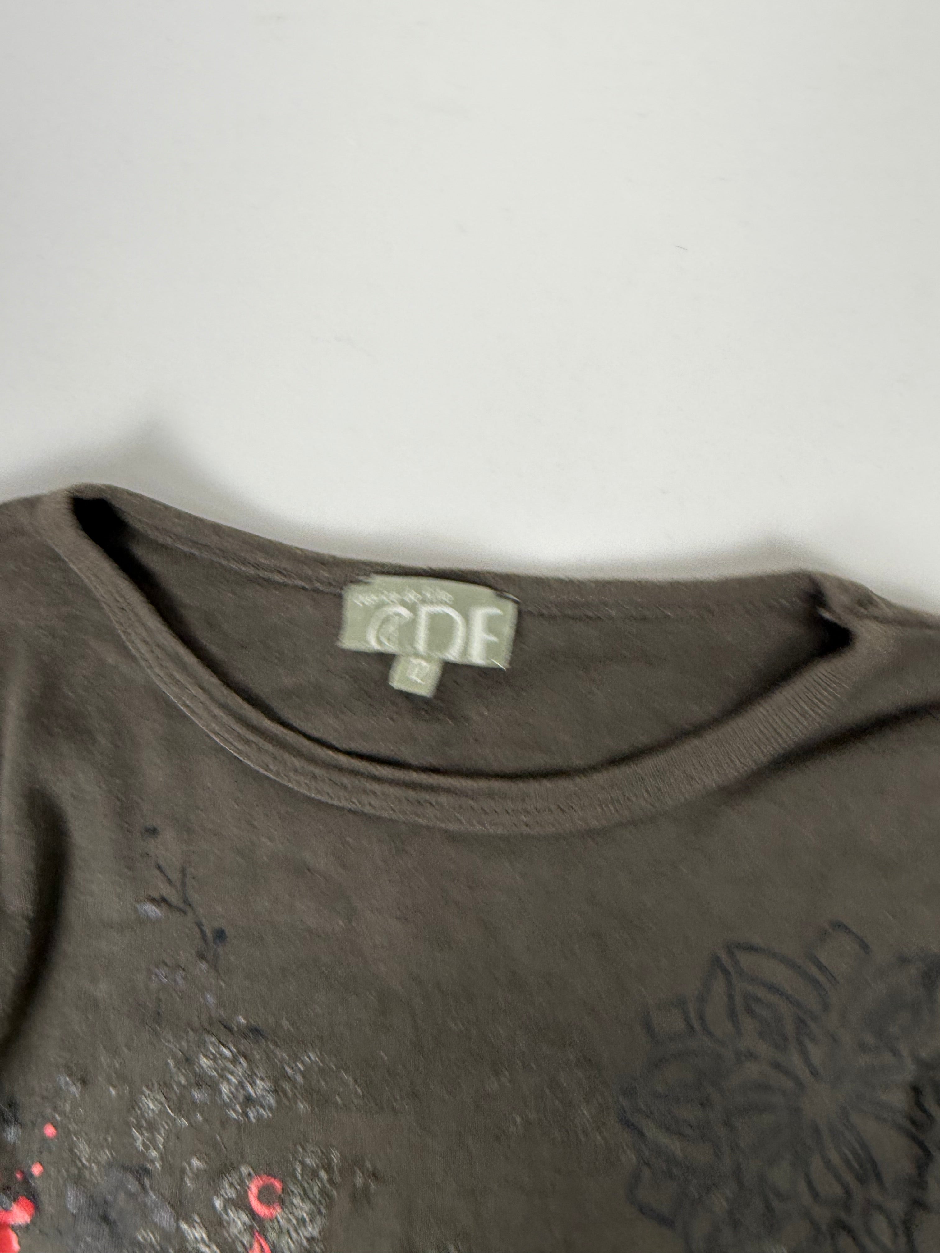 Khaki graphic 100% cotton long sleeves top (XS)