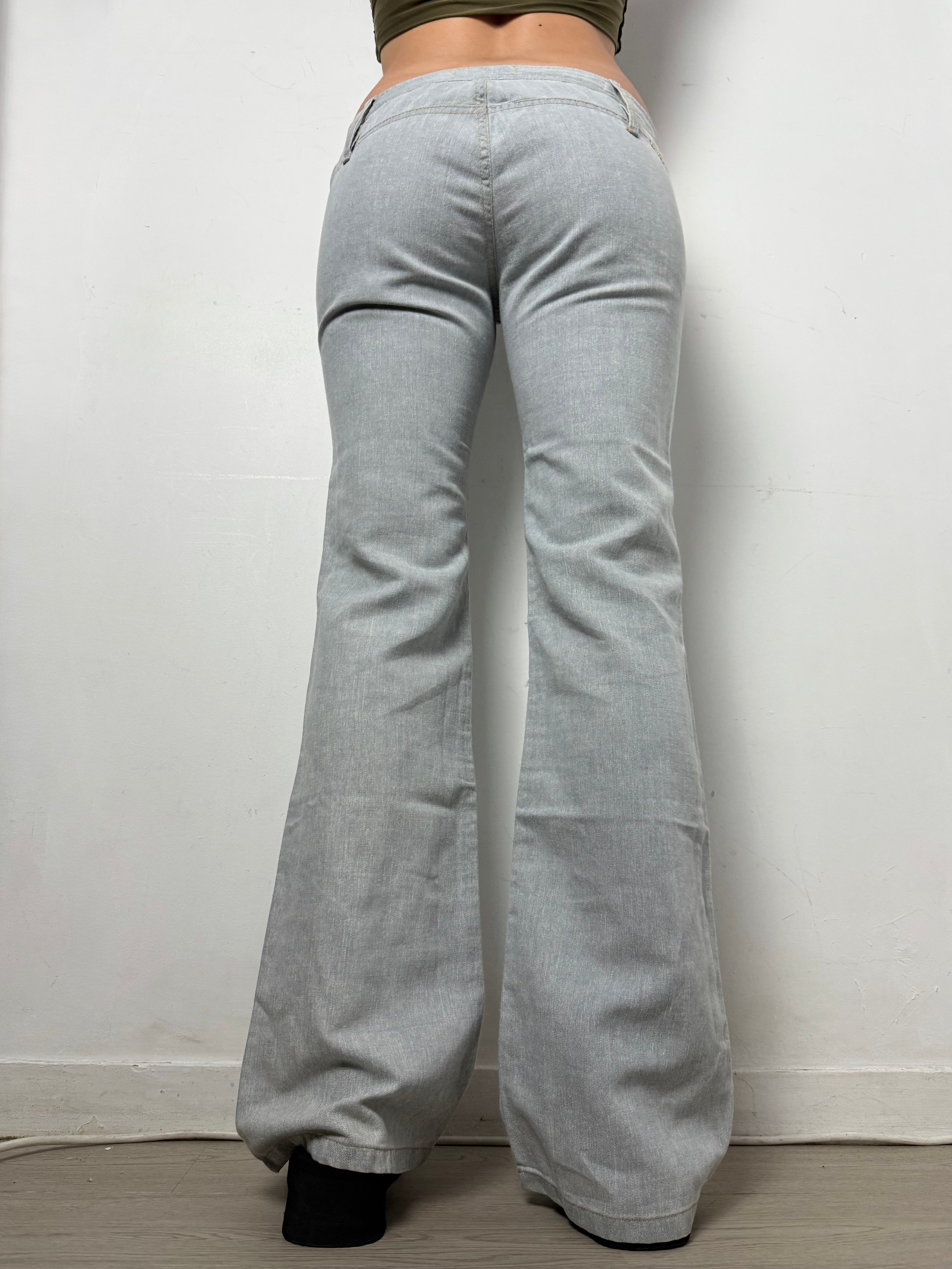 Grey denim low rise flare pants (M/L)