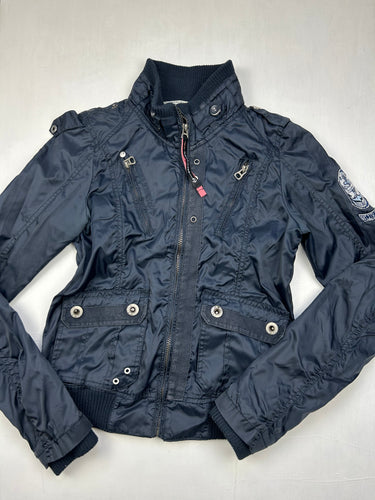 Navy zip up spring biker jacket (S)