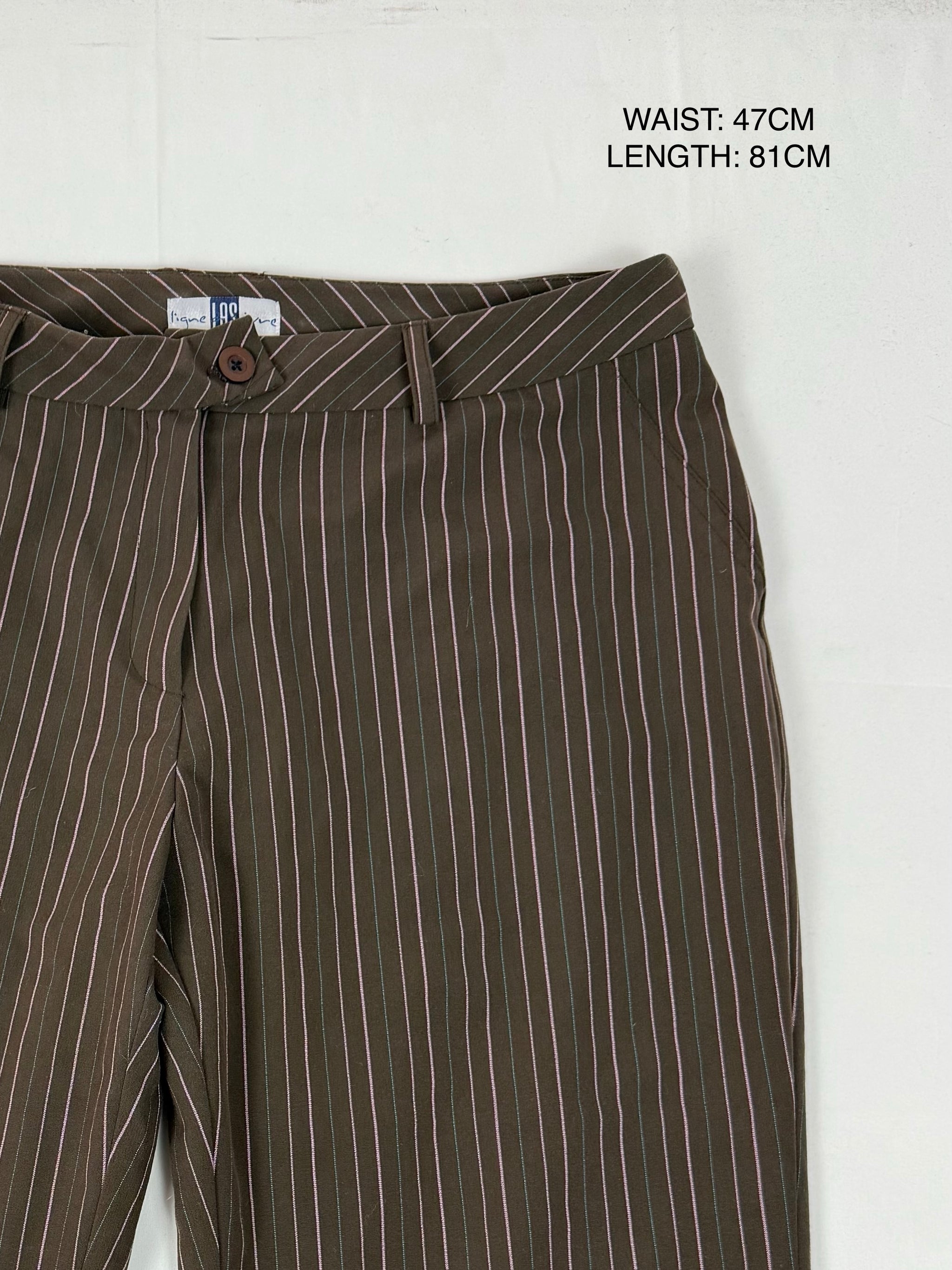 Brown striped low waist capri pants (XXL)
