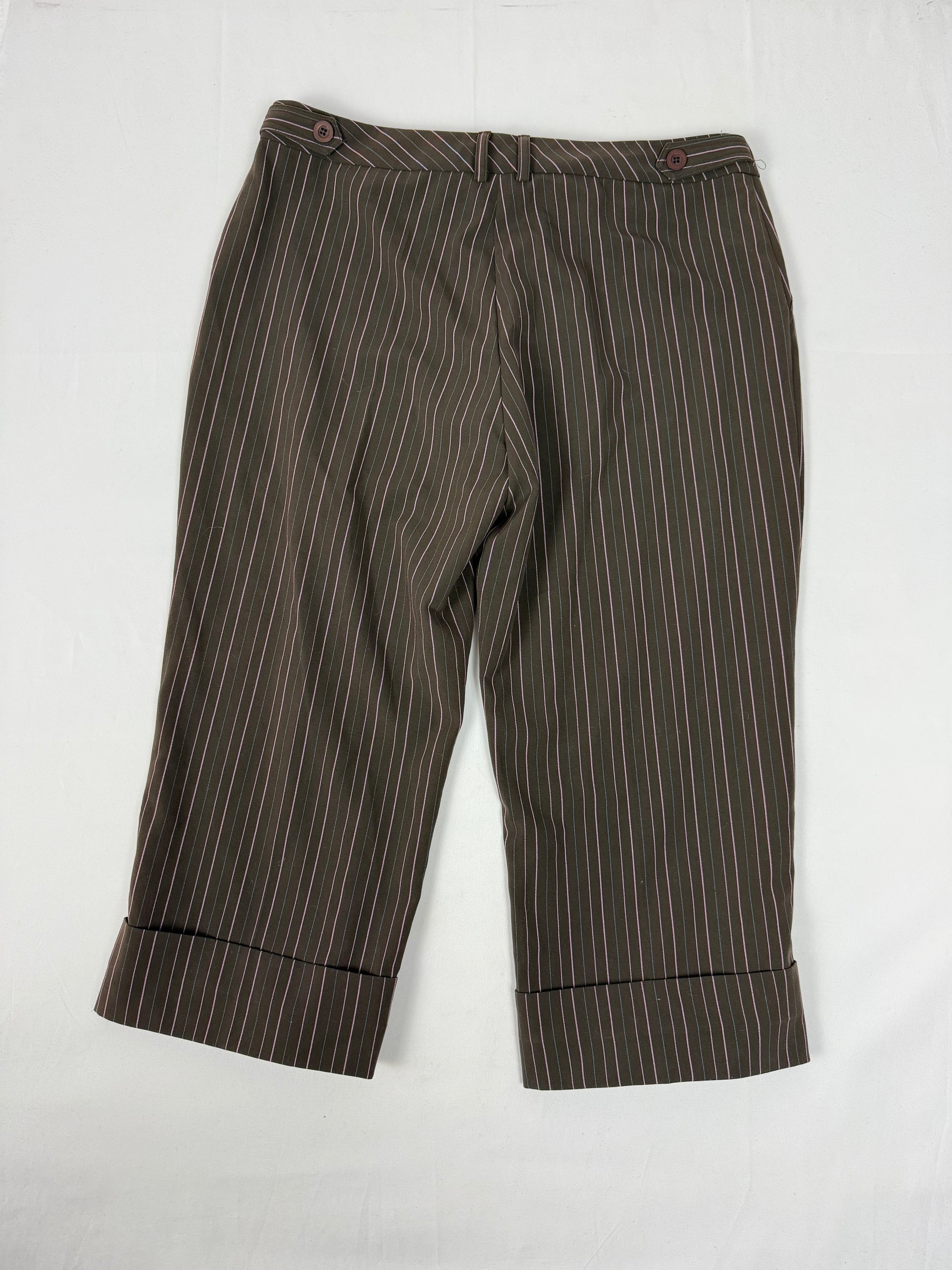 Brown striped low waist capri pants (XXL)