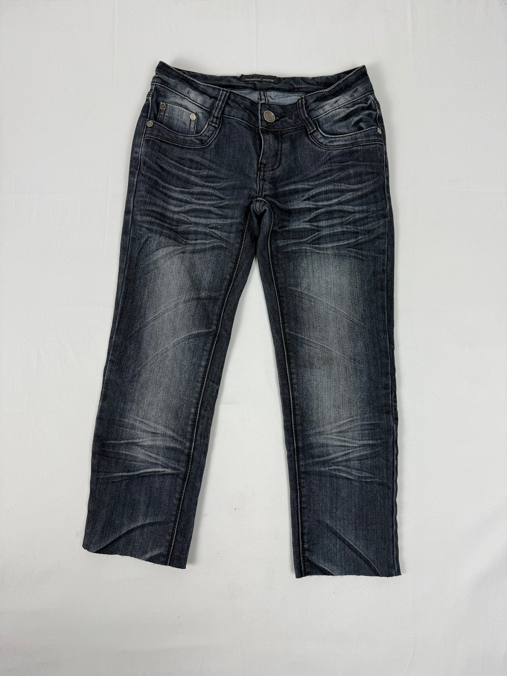 Grey denim low waist capri pants (XS)