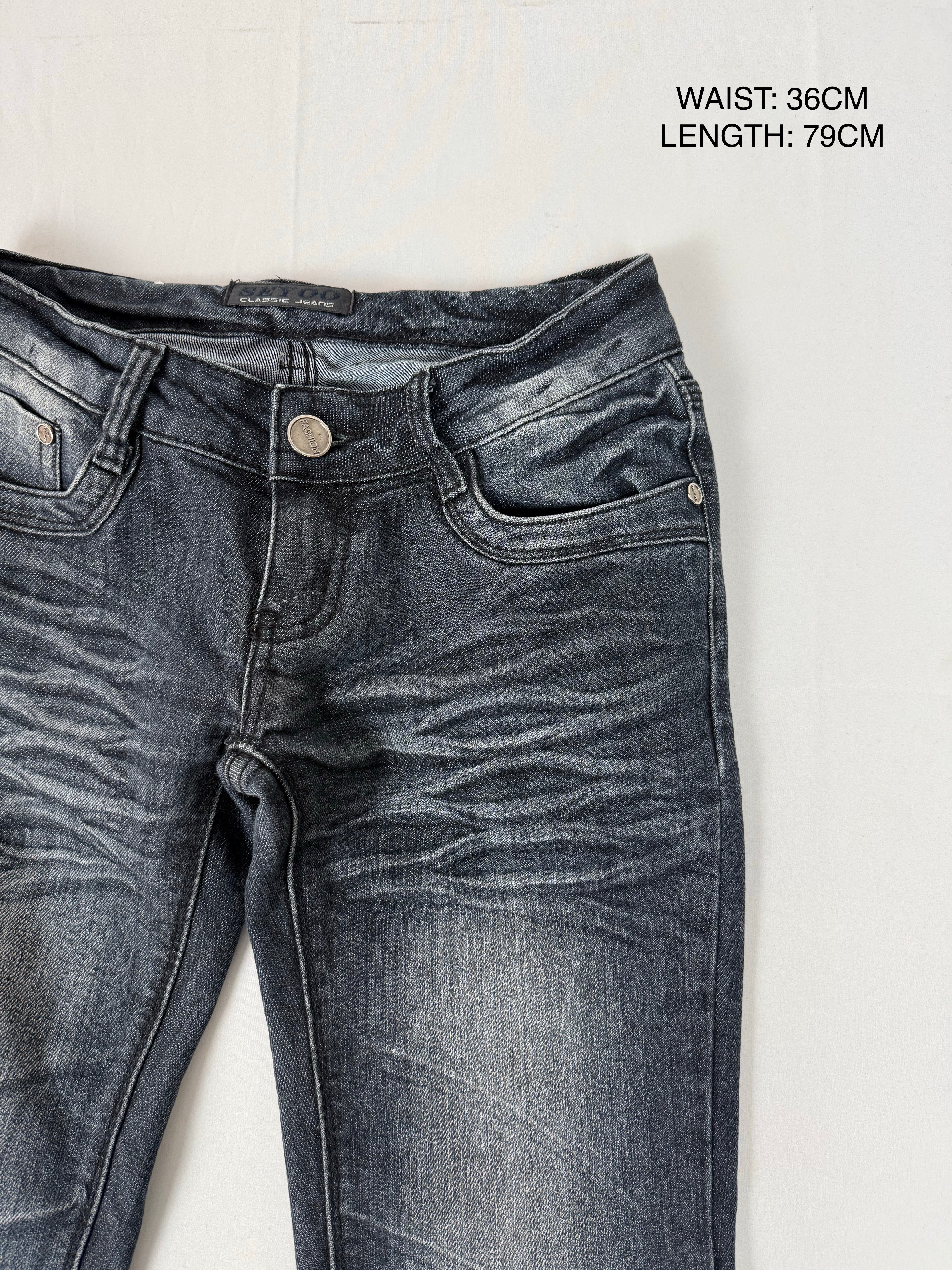 Grey denim low waist capri pants (XS)