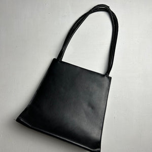 Black real leather shoulder bag (23x24cm)