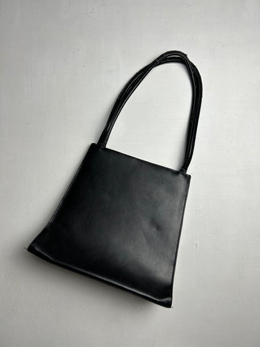 Black real leather shoulder bag (23x24cm)