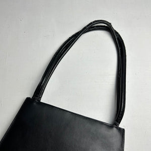 Black real leather shoulder bag (23x24cm)