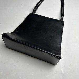 Black real leather shoulder bag (23x24cm)