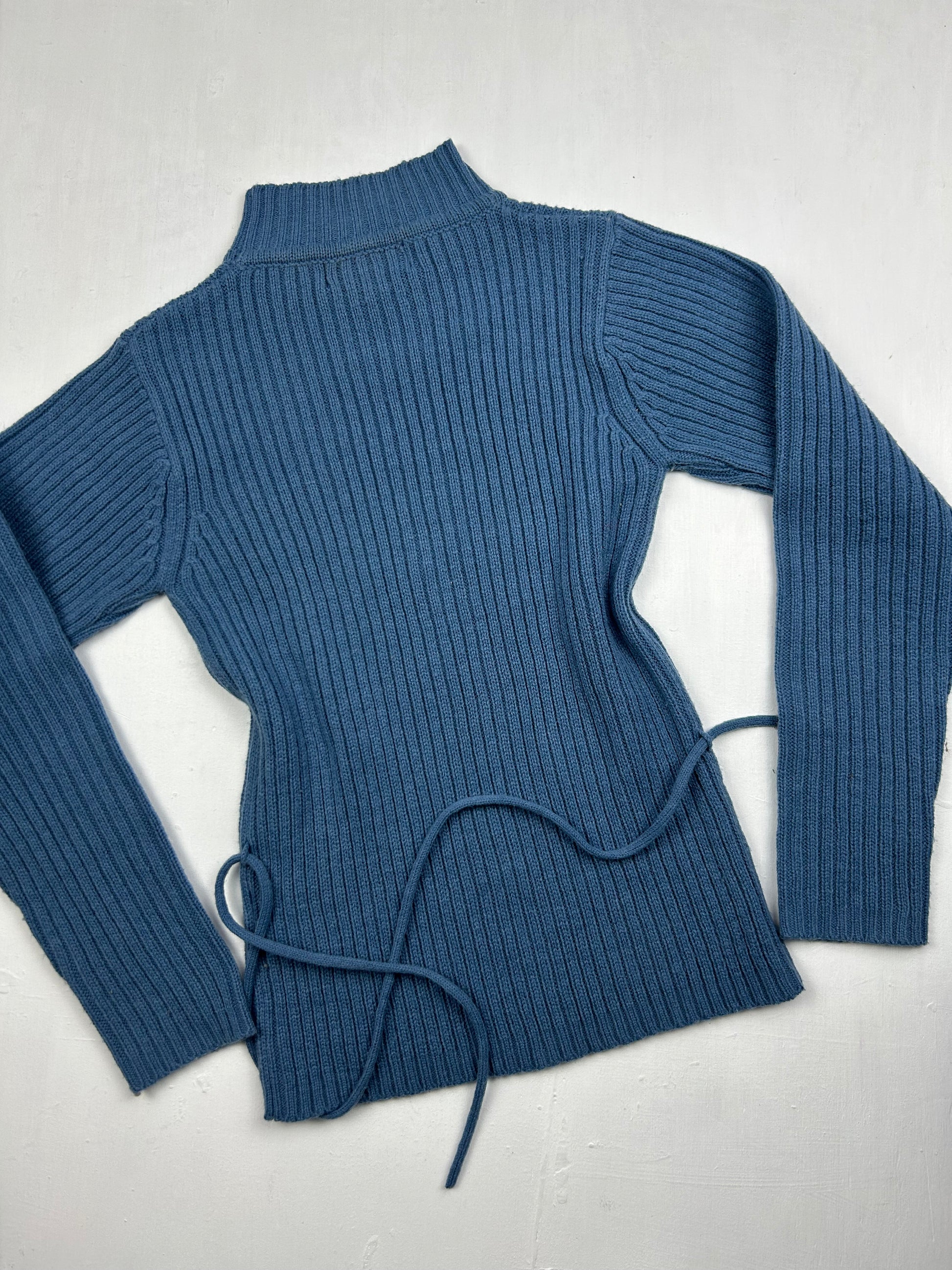 Blue ribbed  jumper (S)
