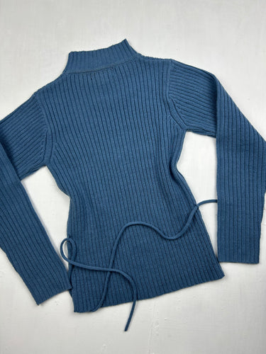 Blue ribbed  jumper (S)