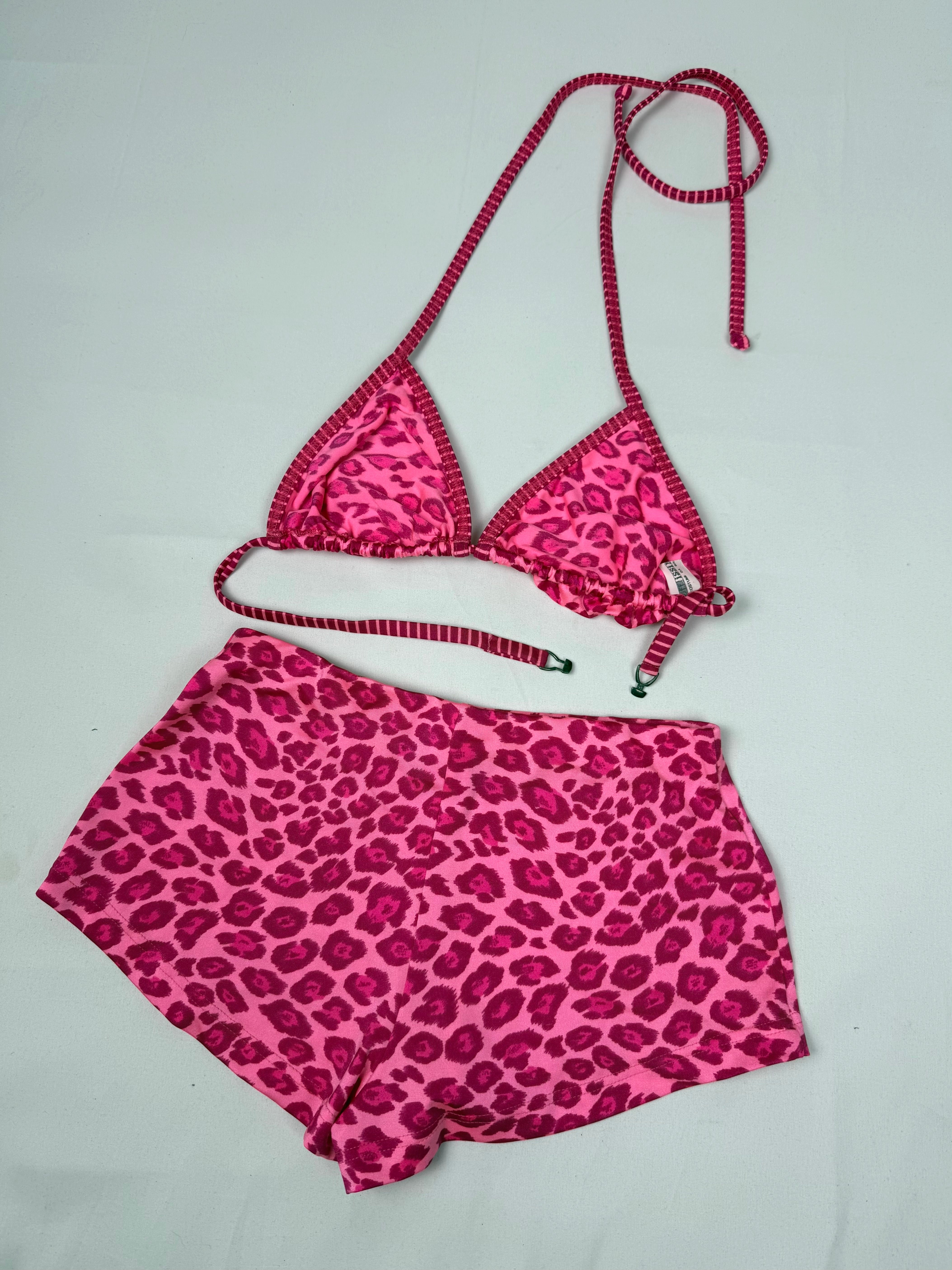 Pink animal print shorty bikini set (S/M)