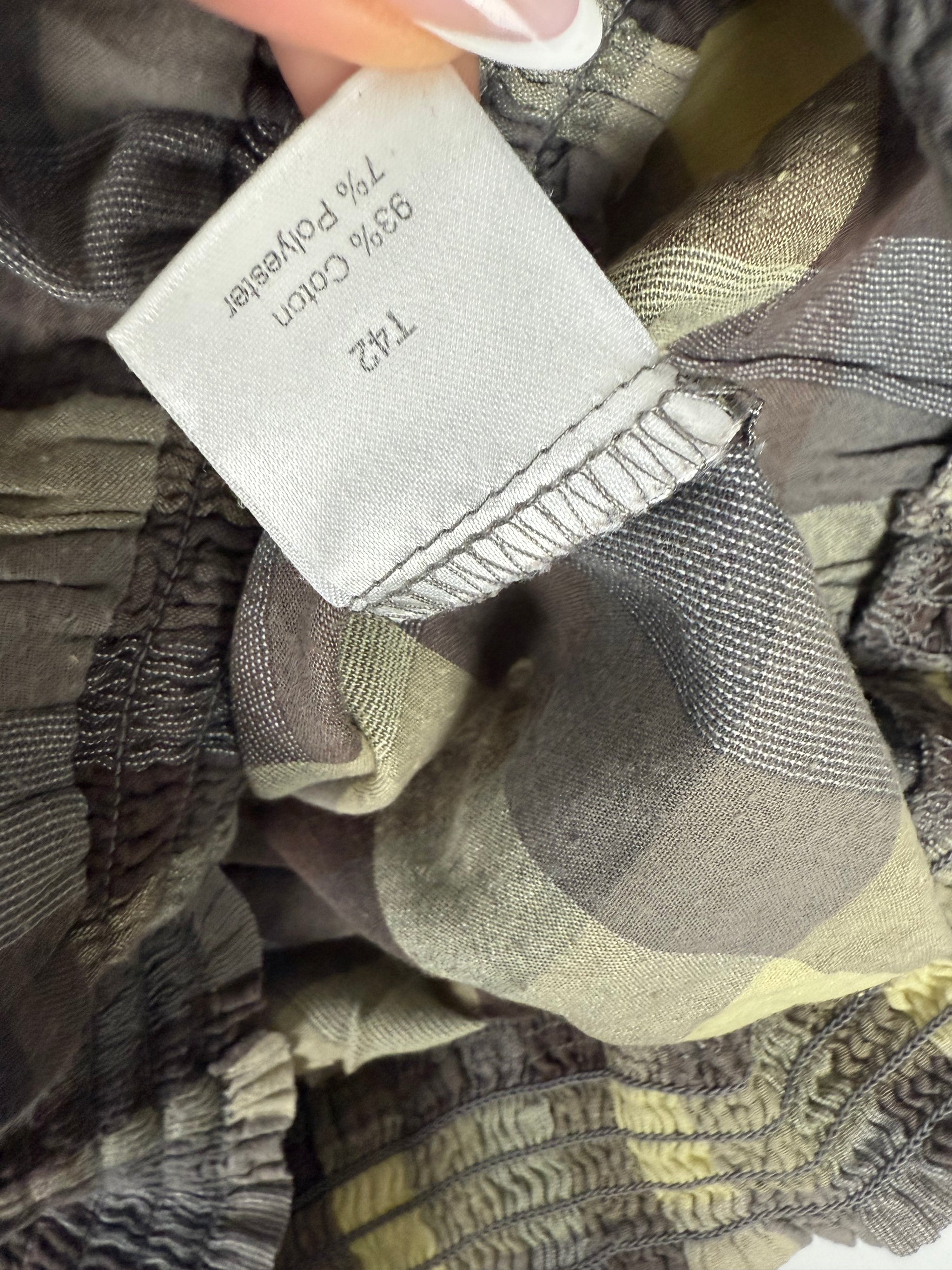 Khaki check print cotton tee (XL)