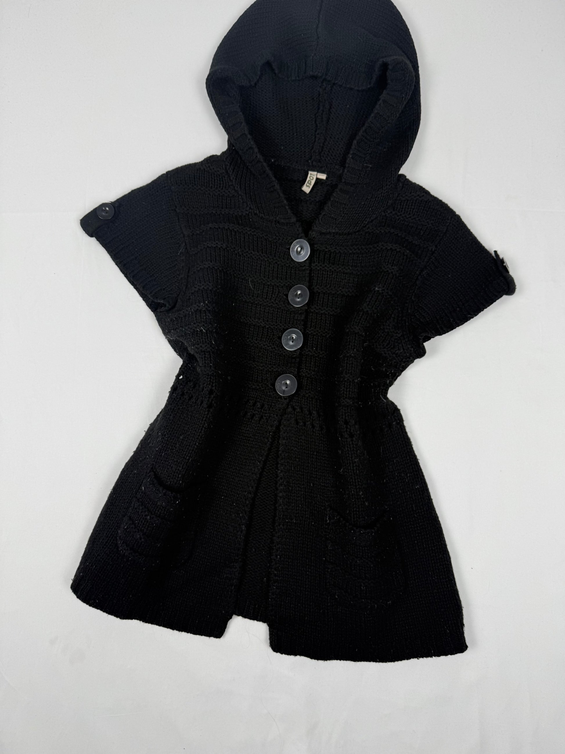 Black hooded short sleeves cardigan jumper (M/L)