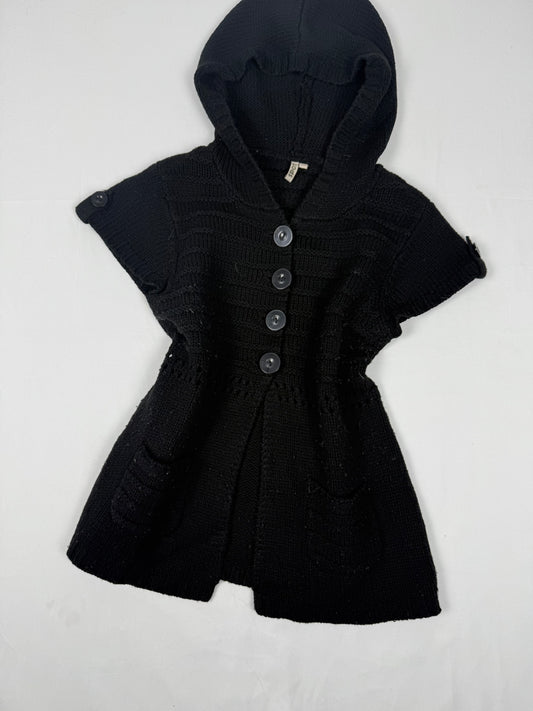 Black hooded short sleeves cardigan jumper (M/L)