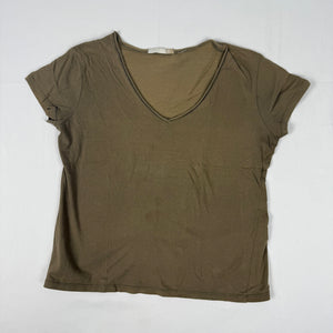 Khaki V neck 100% cotton tee (XL)