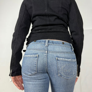 Black 100% cotton biker jacket (S)