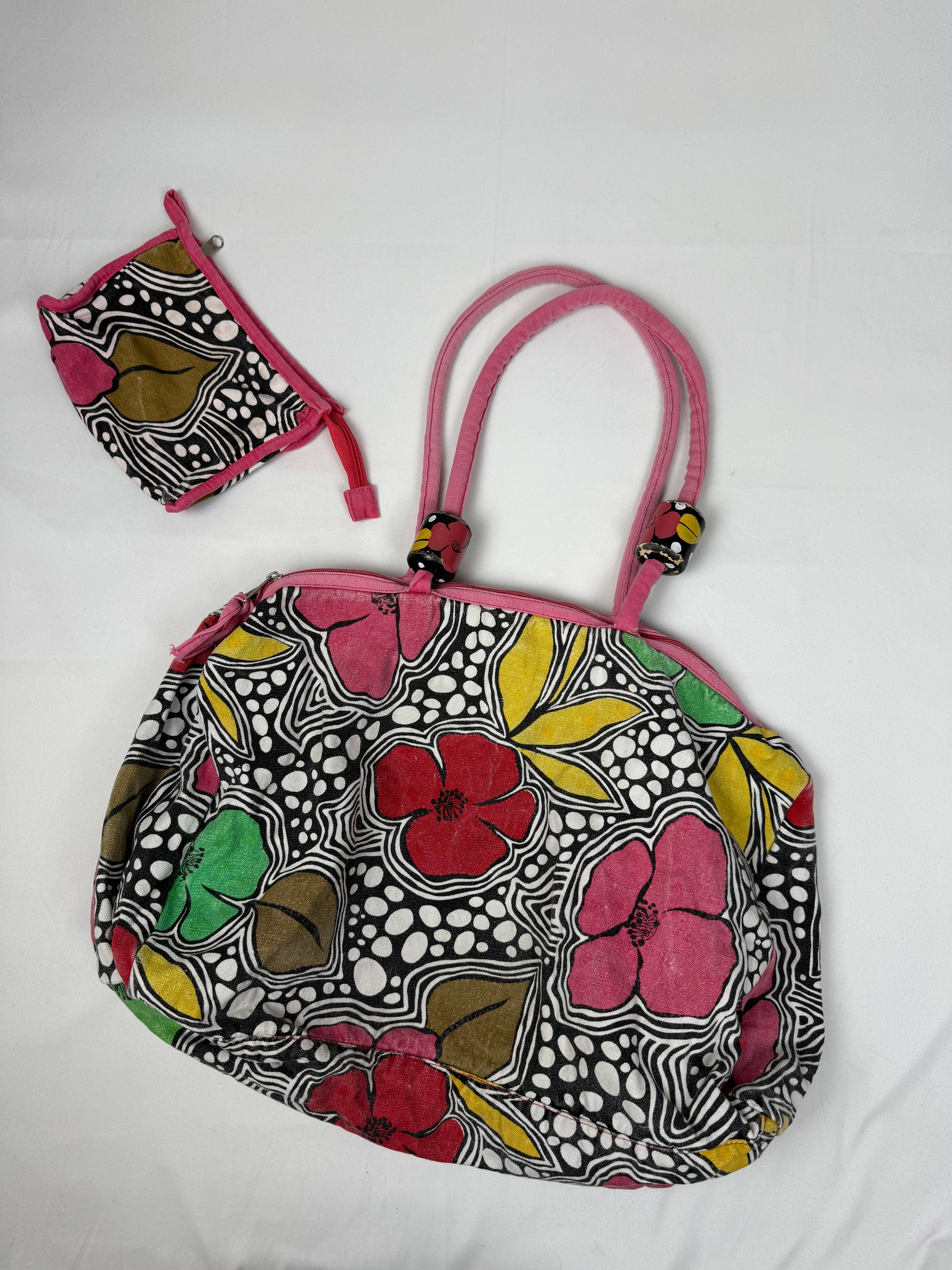 Floral 100% cotton maxi shoulder bag (34x47cm)